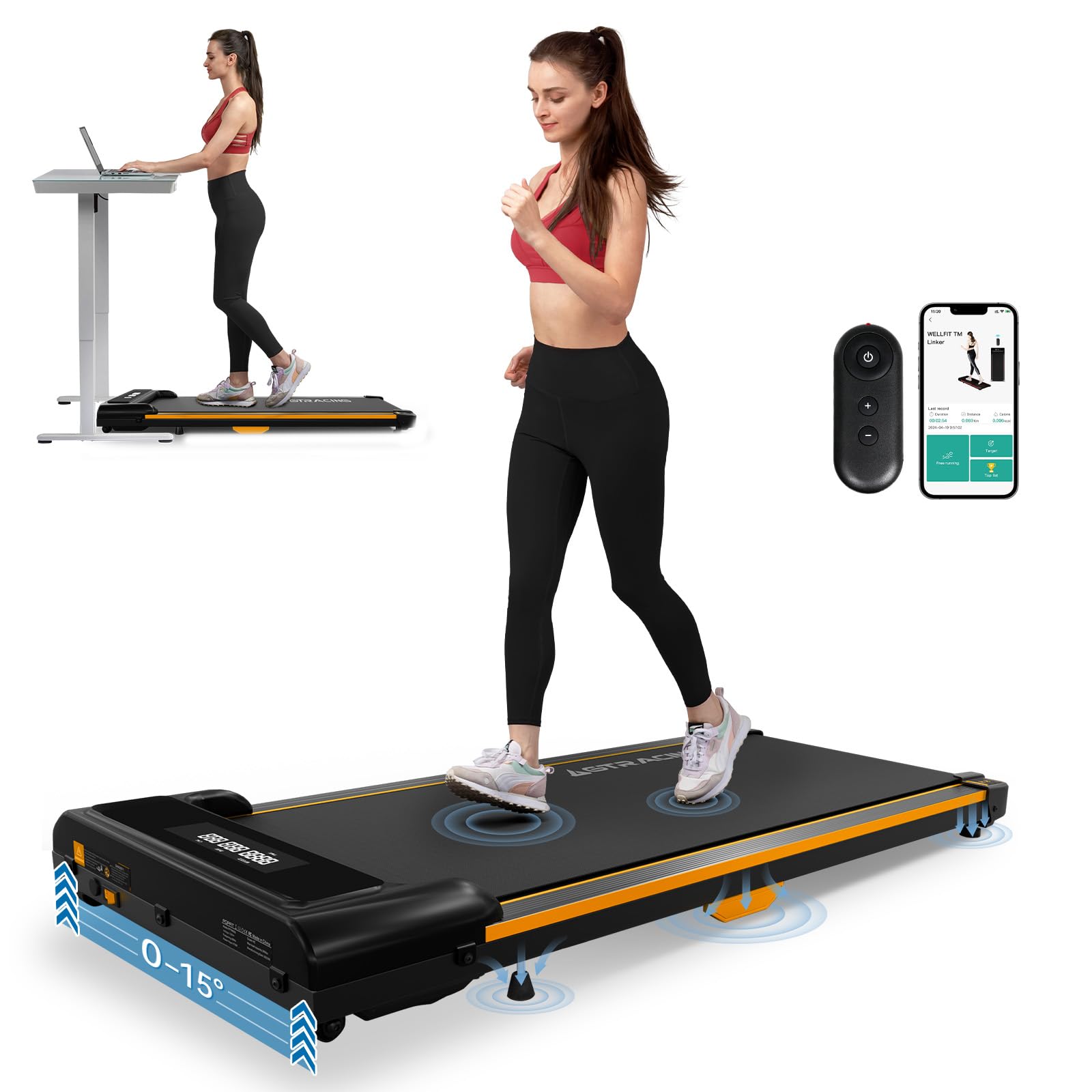 GTRACING Under Desk Treadmill - 3-in-1 Portable Walking & Jogging Machine with Remote Control & LCD Display for Home Office Workouts | Compact Treadmill for Walking While Working, Exercising at Home, or Small Space Fitness