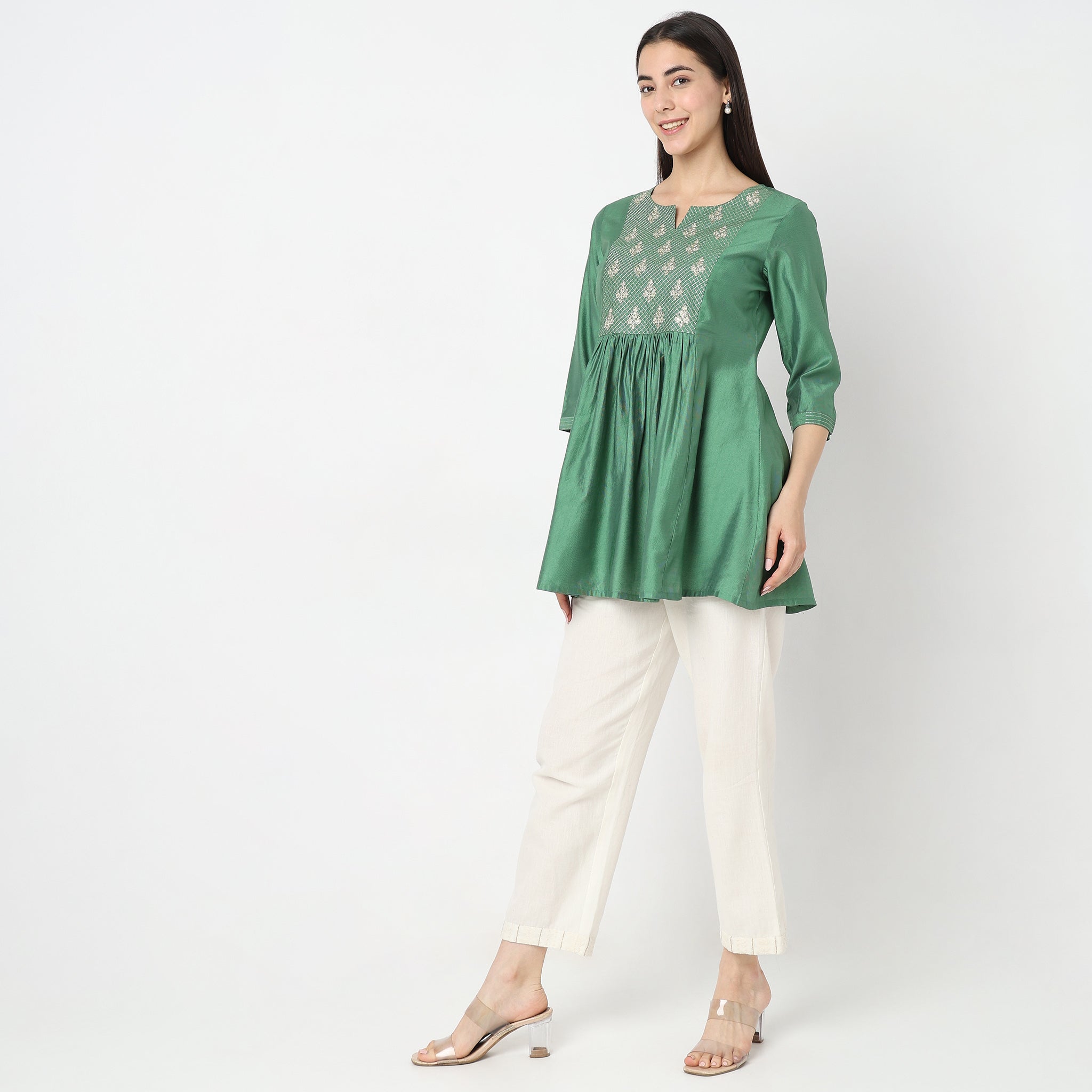 Flare Fit Embroidered Kurta for Women | Traditional Indian Tunic Top | Perfect for Festivals, Weddings & Casual Wear