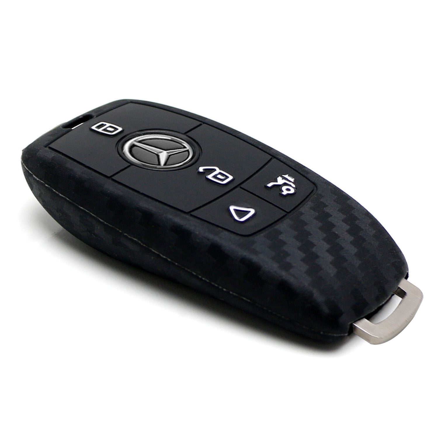Premium Carbon Fiber Soft Silicone Key Fob Cover for Mercedes (2020 & Newer Models) - A-Class, C-Class, CLA, CLS, GLB, GLC - Durable Protection & Stylish Accessory for Everyday Use