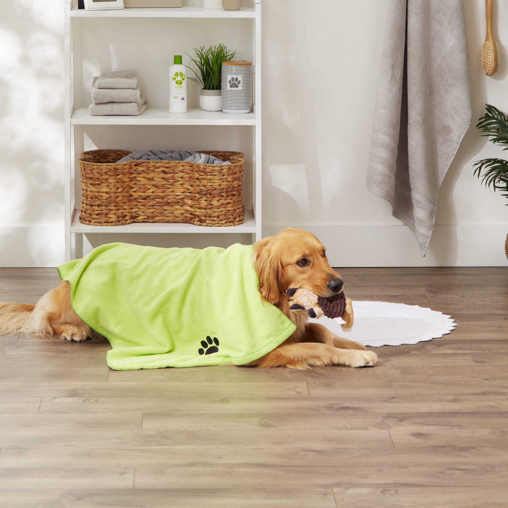 Premium Absorbent Microfiber Pet Grooming Towel - X-Large 41x23.5 Inches, Super Soft & Quick-Drying for Dogs & Cats, Lettuce Green - Perfect for Bath Time, Grooming & Post-Walk Drying