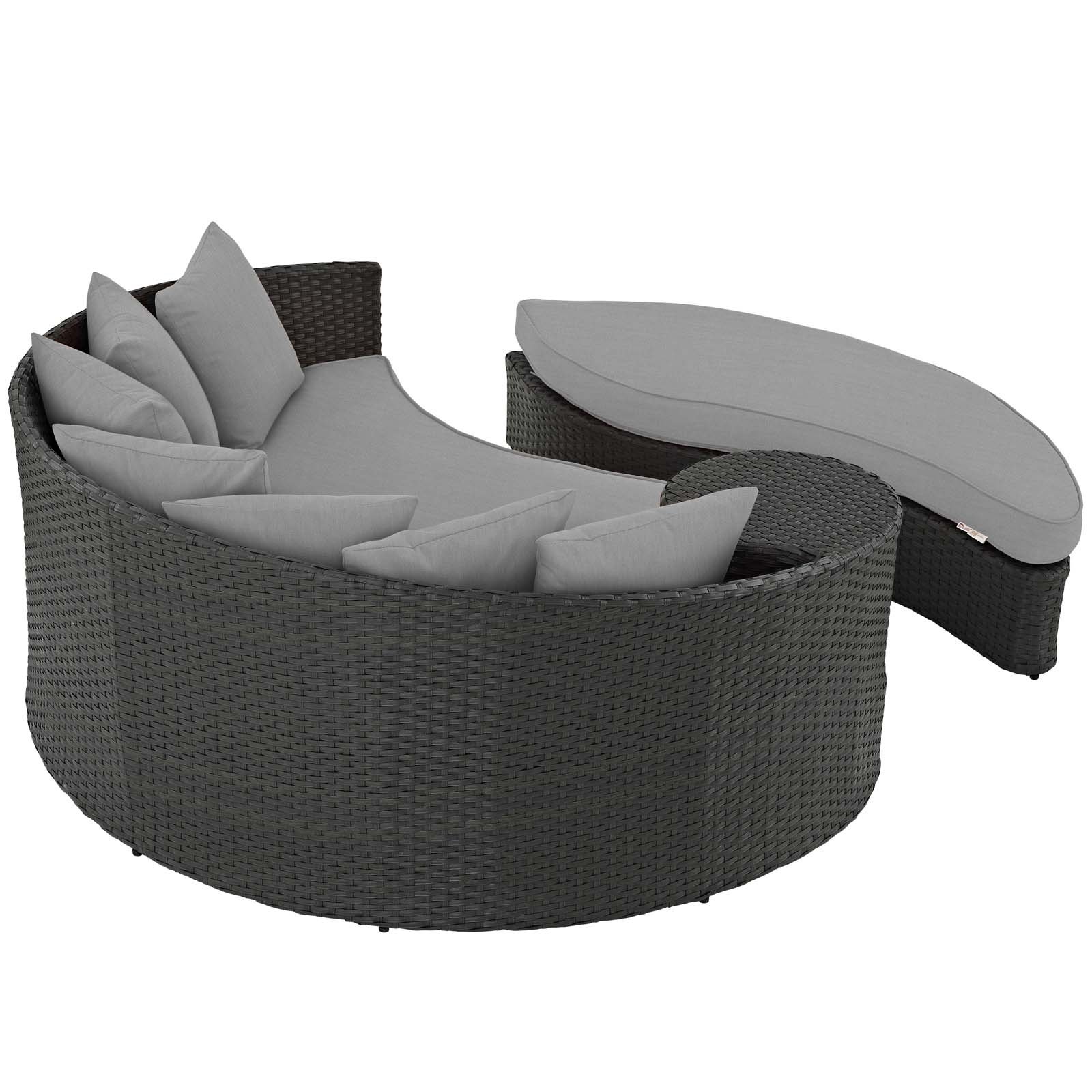 Modern Outdoor Patio Lounge Daybed Sofa - Grey Wicker Rattan Furniture for Garden, Poolside & Backyard Relaxation
