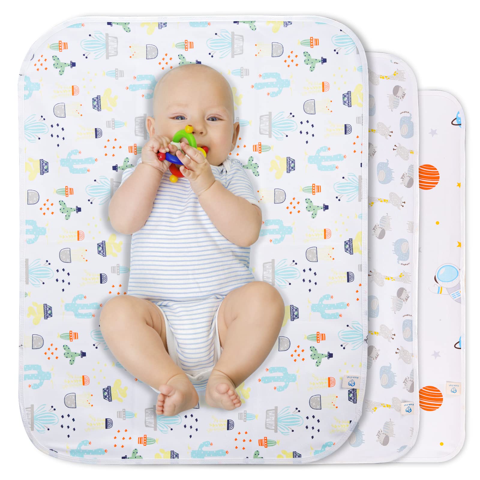 Waterproof Baby Diaper Changing Pad 3 Pack - Portable, Washable & Reusable Under Pads (27.5