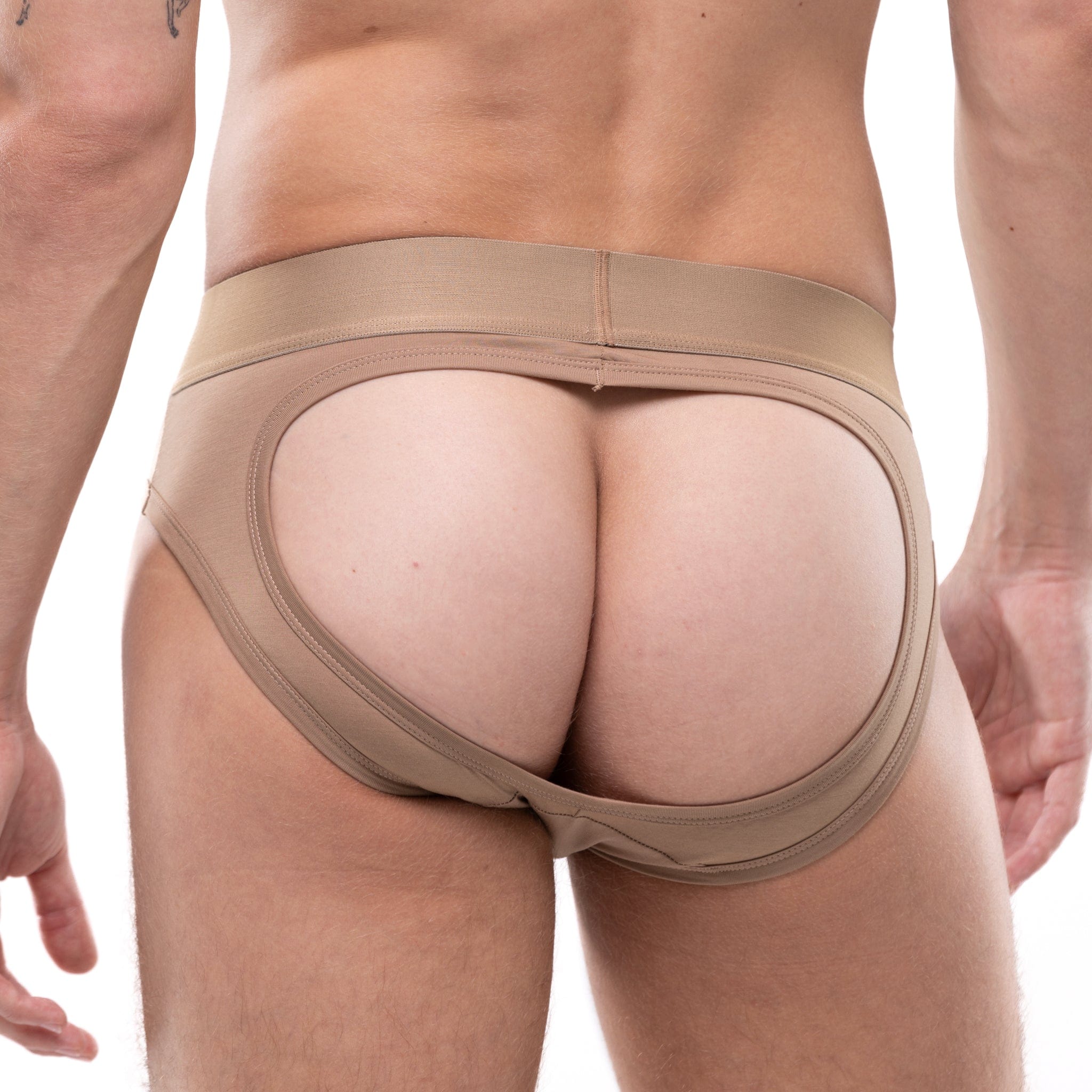 Just The Bones Peek A Boo Brief Tan - Sexy Lingerie for Women, Comfortable Underwear with Playful Cut-Out Design, Perfect for Date Night & Boudoir Photography