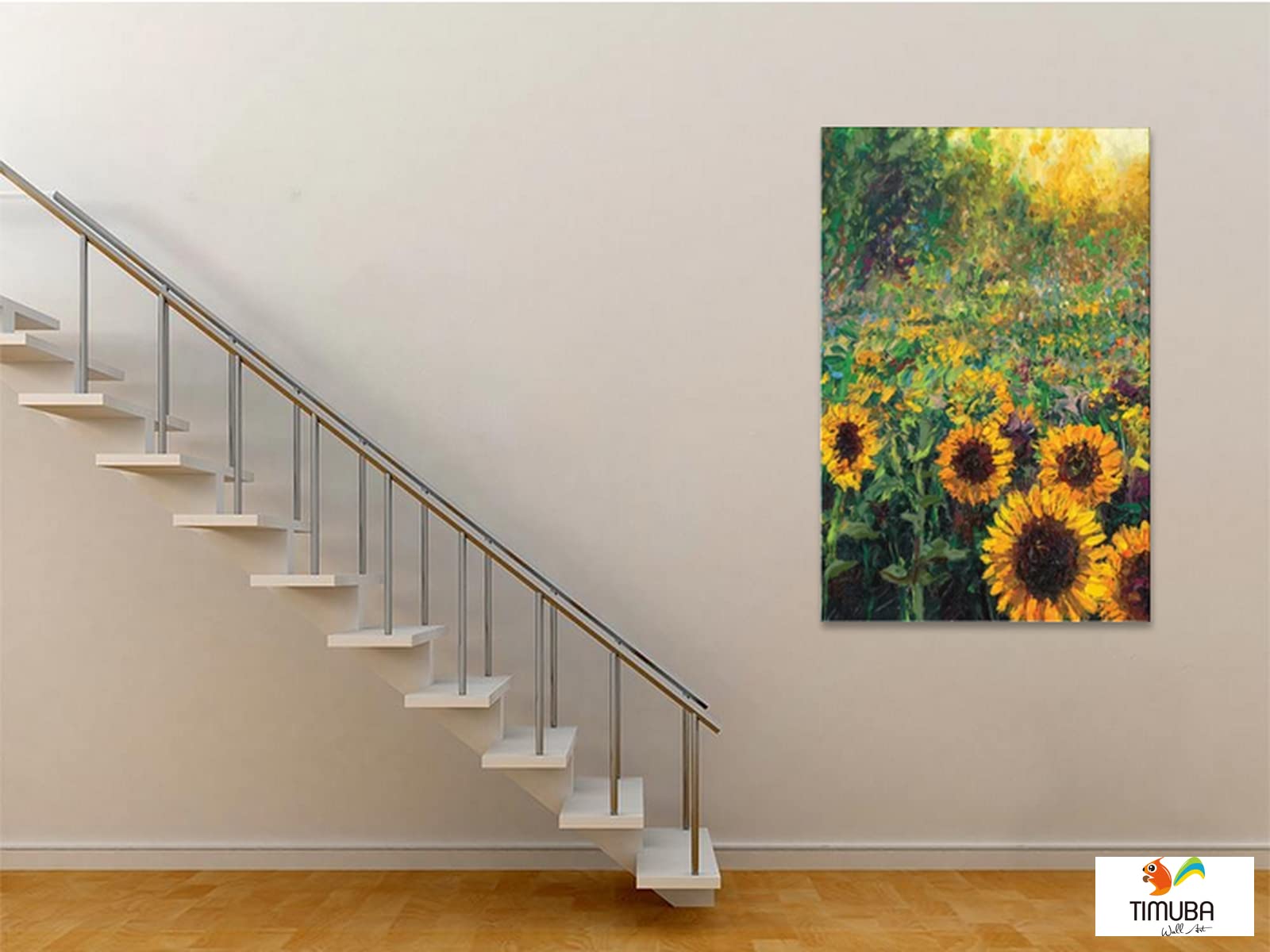 Sunflower Wall Art - Yellow Sunflower Canvas Painting, Nature Landscape Framed Artwork for Kitchen & Bathroom Decor (28x40 Inches) - Perfect for Farmhouse, Boho & Modern Home Decor