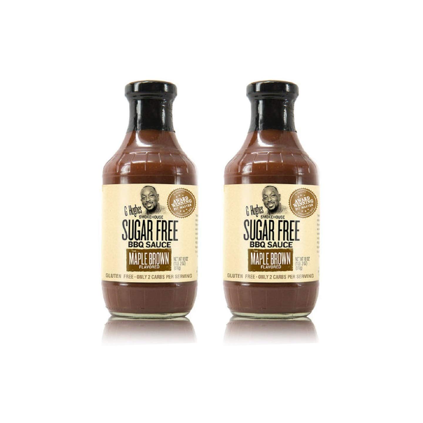 Sugar Free BBQ Sauce - G Hughes Maple Brown Flavor, Gluten Free, 18 Ounce (Pack of 2) - Perfect for Grilling, Dipping & Marinades