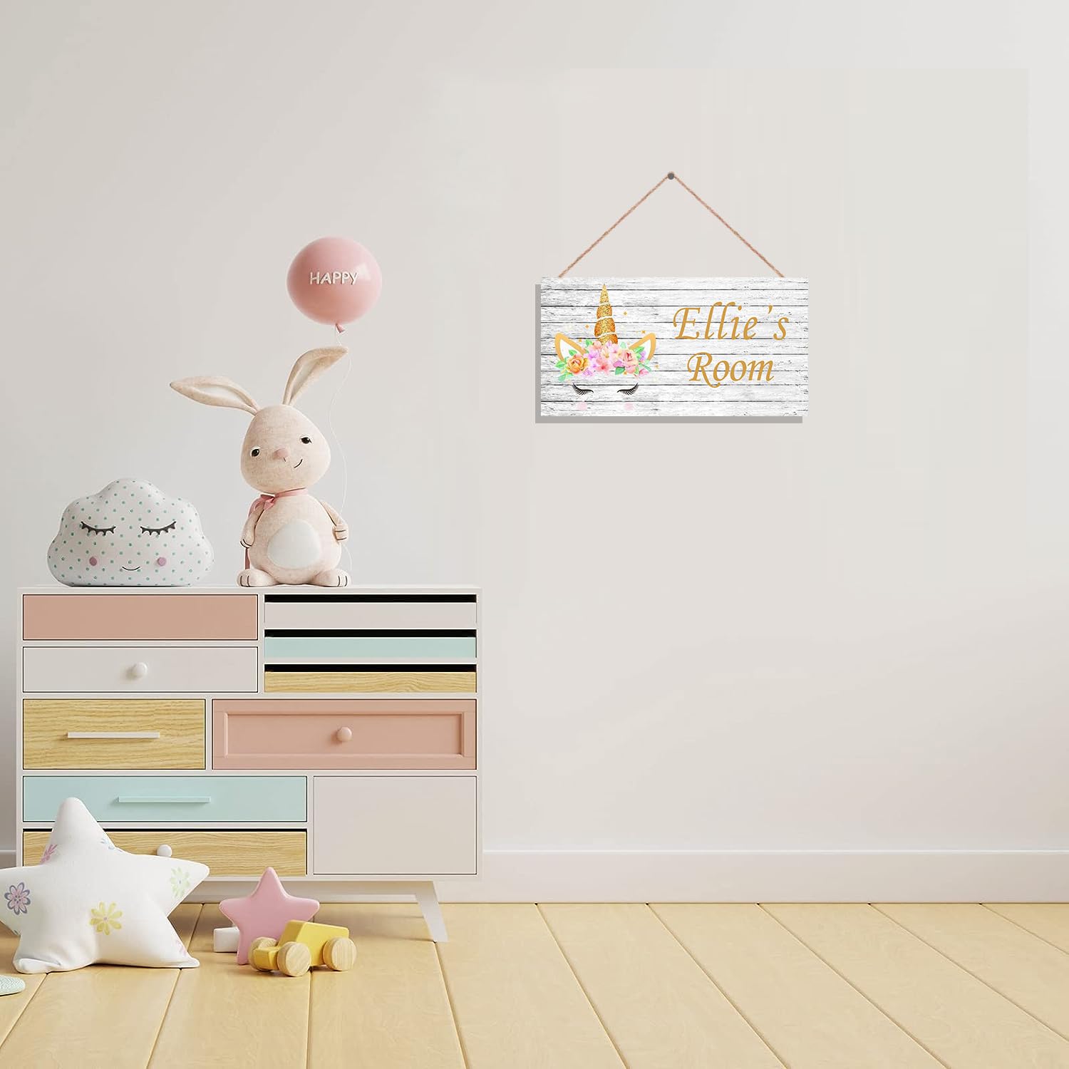 Personalized Unicorn and Princess Castle Wooden Wall Sign with Rainbow - Custom Nursery & Girls Bedroom Decor, Baby Room Door Plaque Gift for Birthdays & Baby Showers