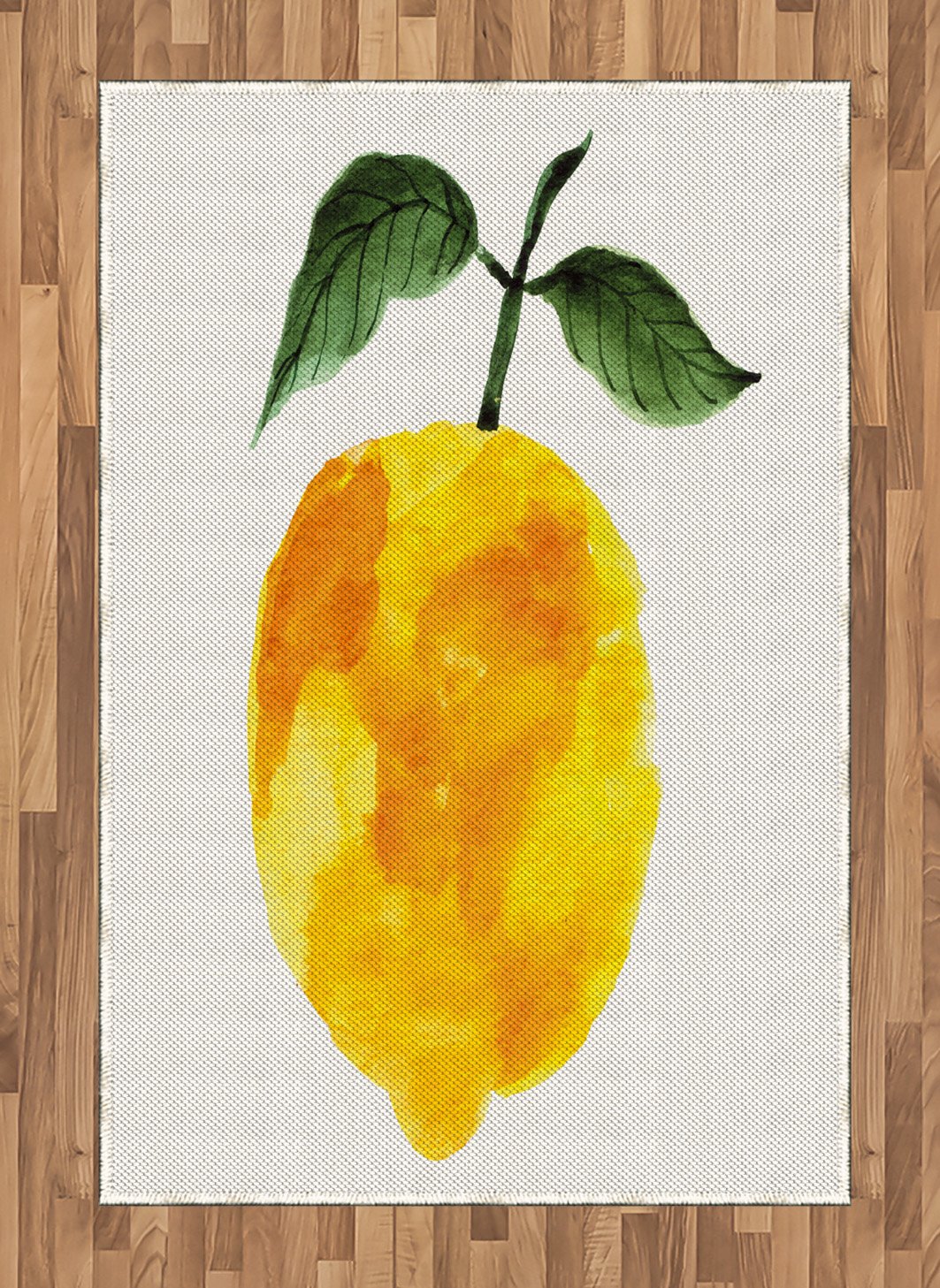 Ambesonne Yellow and Orange Area Rug | Hand Drawn Lemon Watercolor Design | Summer Nature Theme | 4' x 5'7