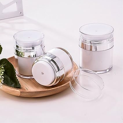 4-Piece Refillable Acrylic Cosmetic Bottles - 50ml Leak-Proof Airless Pump Dispenser for Face Cream, Lotion & Makeup | Travel-Friendly DIY Containers | Perfect for Skincare, Beauty Products & Travel Essentials