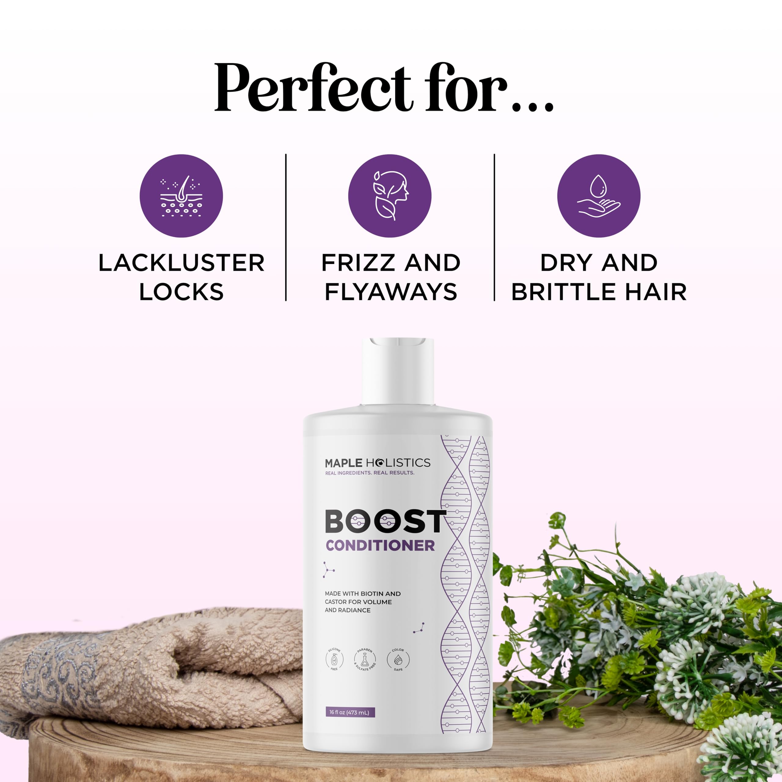 Boost Biotin & Collagen Hair Conditioner for Growth - Sulfate-Free Moisturizing Treatment with Castor & Rosemary Oil for Fine, Weak & Dull Hair - Volumizing for Women & Men (16 Fl Oz) - Perfect for Daily Hair Care & Damaged Hair Repair
