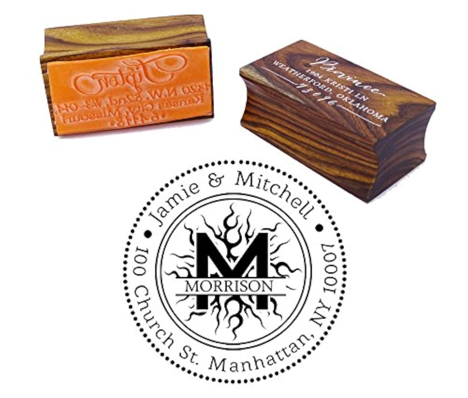 Custom Round Personalized Wood Mounted Rubber Logo Stamp - Perfect for Address Stamps, Wedding Invitations & Engagement Gifts - Great for Home Office, DIY Crafts & Small Business Branding