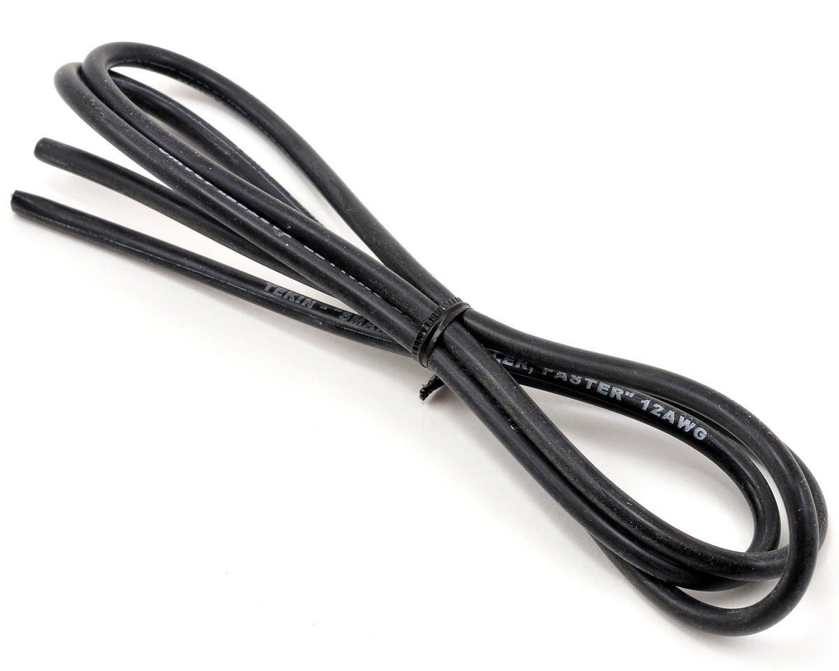 Tekin 12 AWG High-Temperature Silicone Power Wire - 36 Inch Black (TEKTT3013) for RC Cars, Trucks & Speed Controls - Durable Wiring Solution for Racing & Off-Road Vehicles