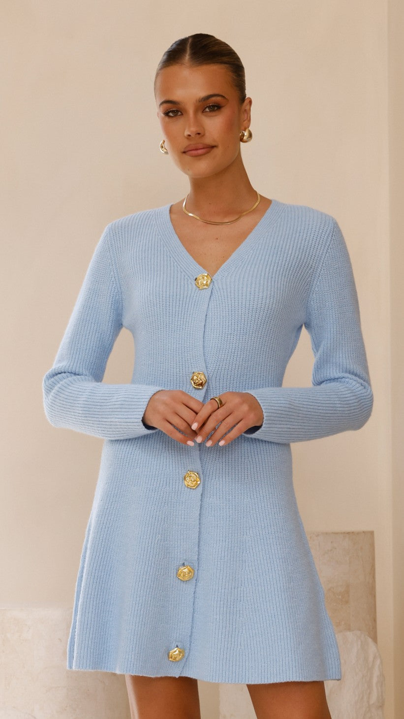 Catarina Long Sleeve Mini Dress in Blue | Flirty Party & Date Night Outfit for Women