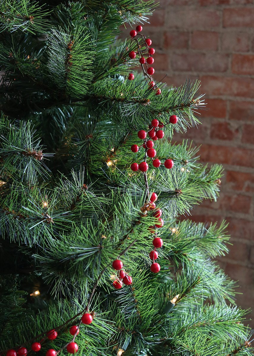 6ft Red Berry Wired Garland - Shiny Christmas Decor for Home & Party
