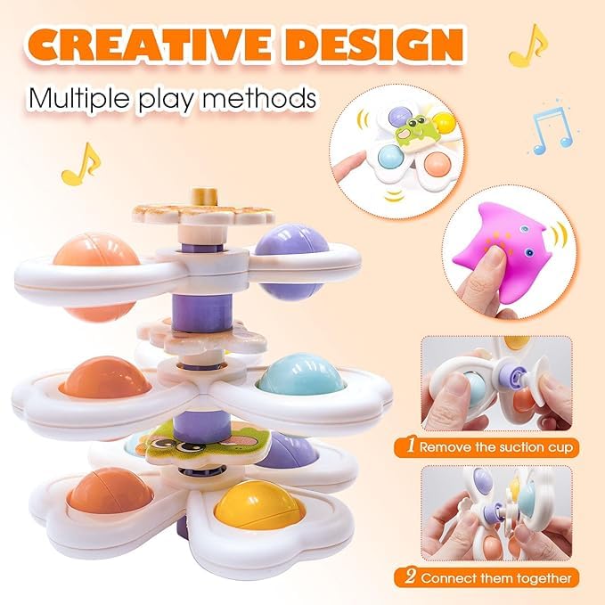 **Best Kids Bath Toys Set - 3-Piece Suction Cup Toys & 26-Piece Silicone Bath Toys for Toddlers 1+ Years | Montessori Water Play, Sensory Learning & Bathtime Fun**