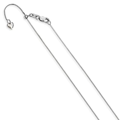 14K White Gold Adjustable 0.55mm Baby Box Chain Necklace for Women - Elegant Jewelry Gift for Her - Available in 22
