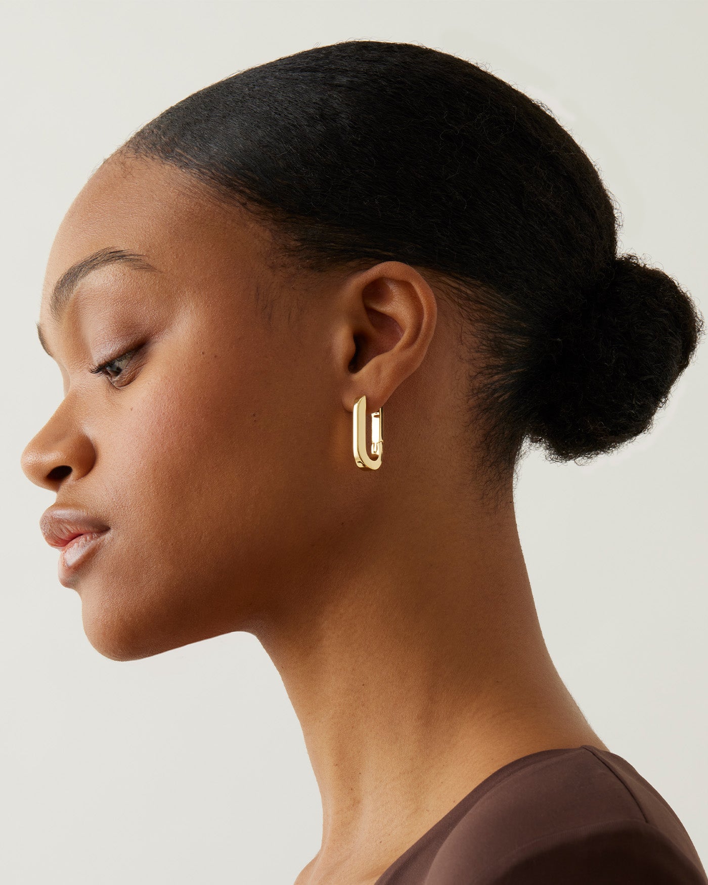Gold U Link Earrings for Women - Elegant Dangle Hoop Earrings for Party, Wedding & Everyday Wear