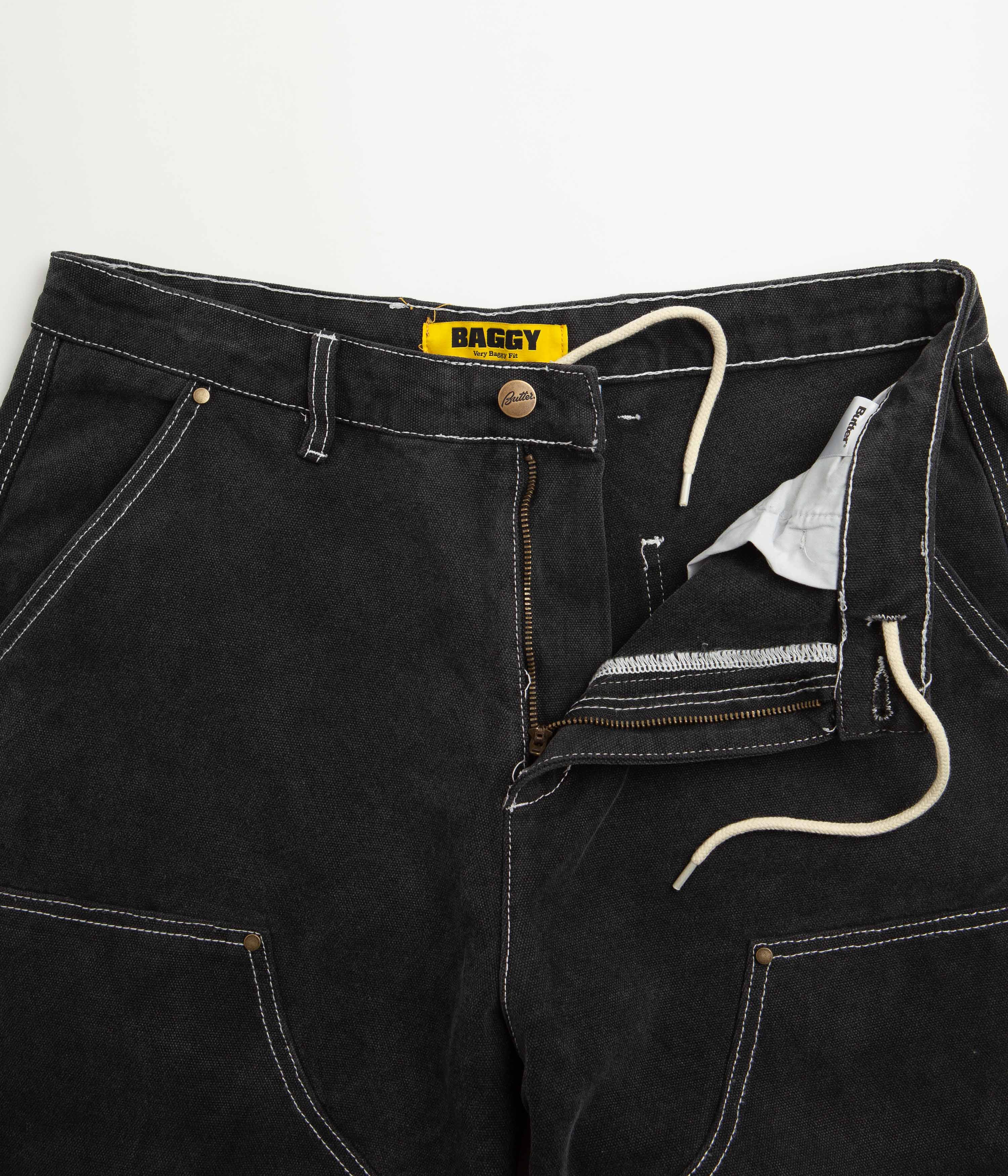 Butter Goods Work Double Knee Pants - Washed Black | Durable Workwear for Construction & Outdoor Activities