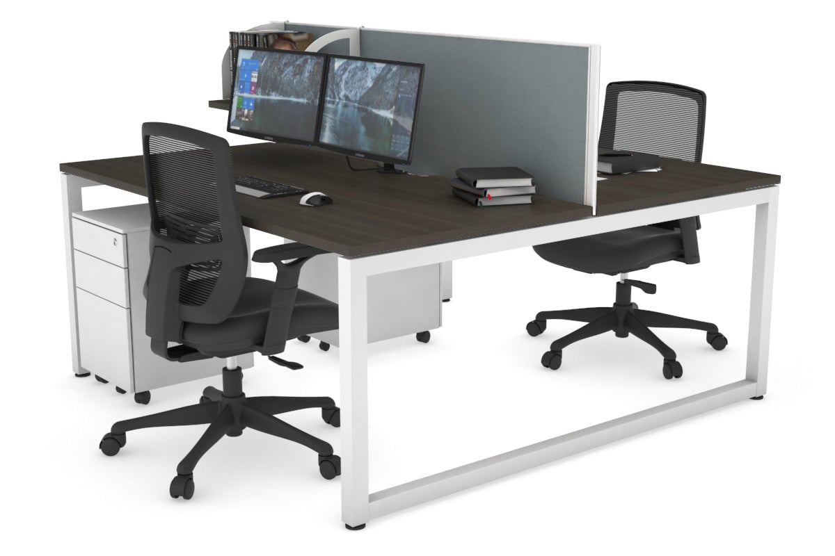 Quadro Loop Legs 2 Person Office Workstation Desk - 1400L x 800W with Cable Management Scallop | Modern Shared Workspace Solution for Home & Office