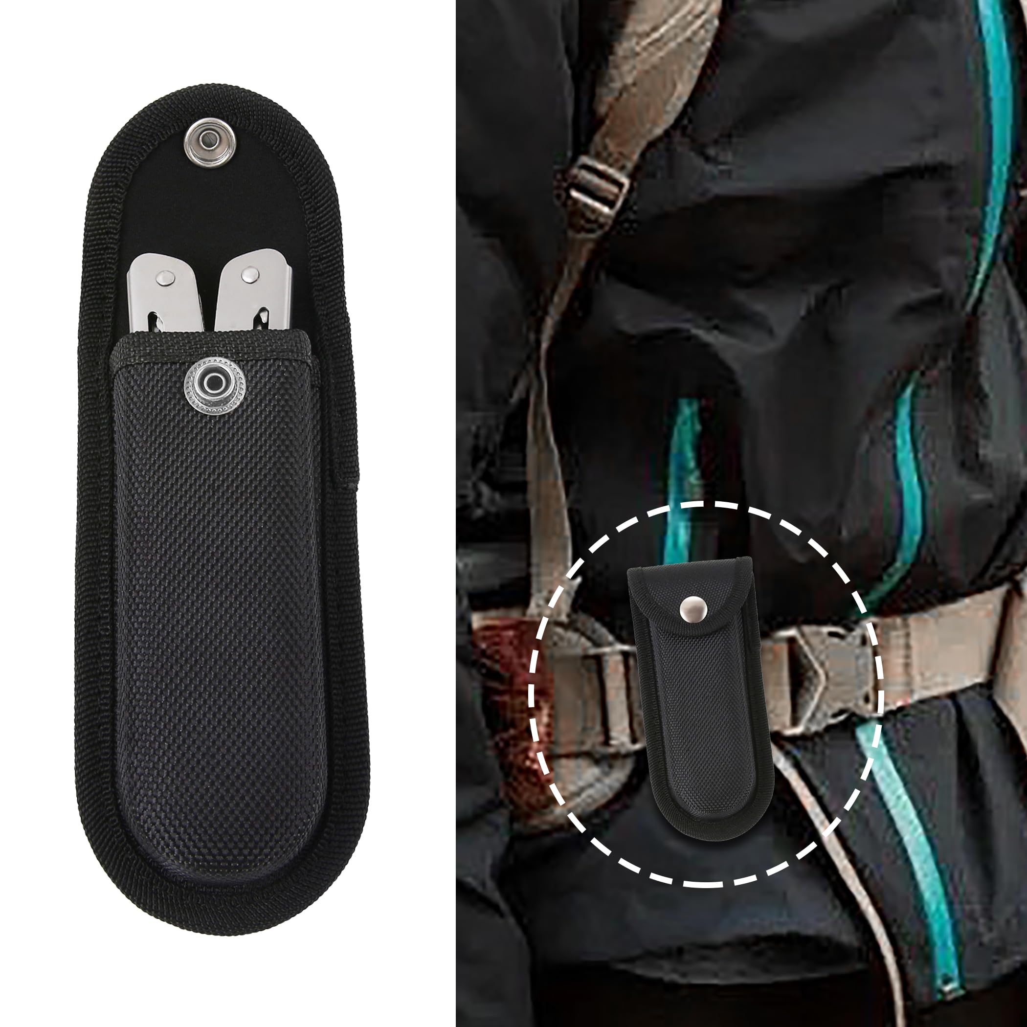 2Pcs Nylon Pouch with Belt Loop for 5.1inch/13cm Multitool & Folding Knife - Durable Knife Sheath for Leatherman Tools, Pocket Knife Holder Holster (Large Size) - Perfect for Camping, Hiking & Outdoor Adventures