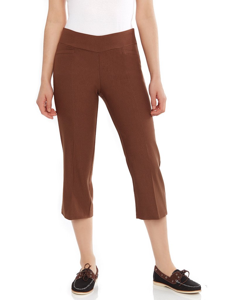 Leveret Women's Pull-On Comfort Fit Dress Capri Pants - Stretch Waist Casual Work Pants (Size 4-18) | Perfect for Office, Travel & Everyday Wear