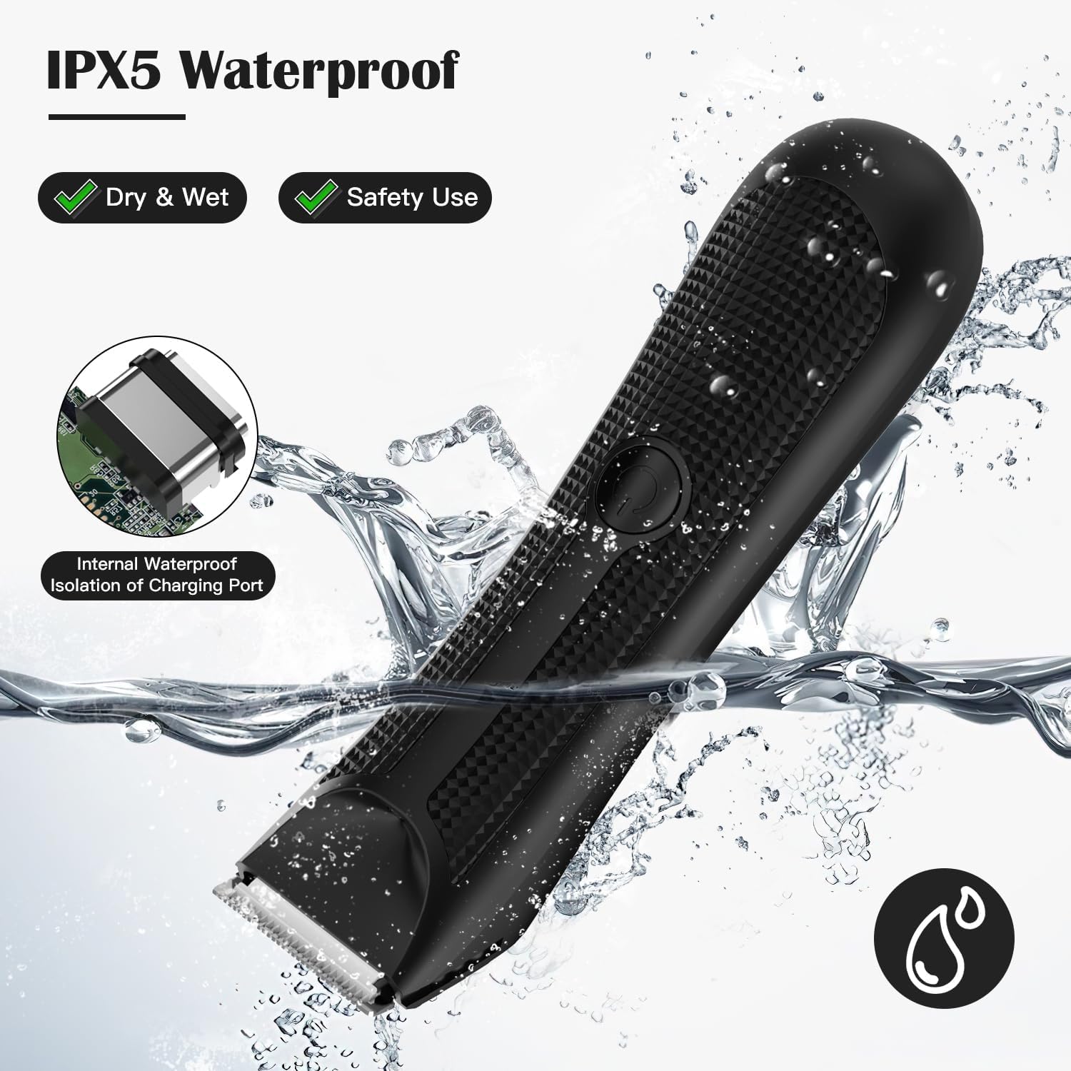 Premium Electric Body Hair Trimmer for Men - Waterproof Wet/Dry Ball Trimmer with Charging Dock - Smooth Grooming for Chest, Back, Underarms & Private Areas - Perfect for Travel, Gym & Home Use