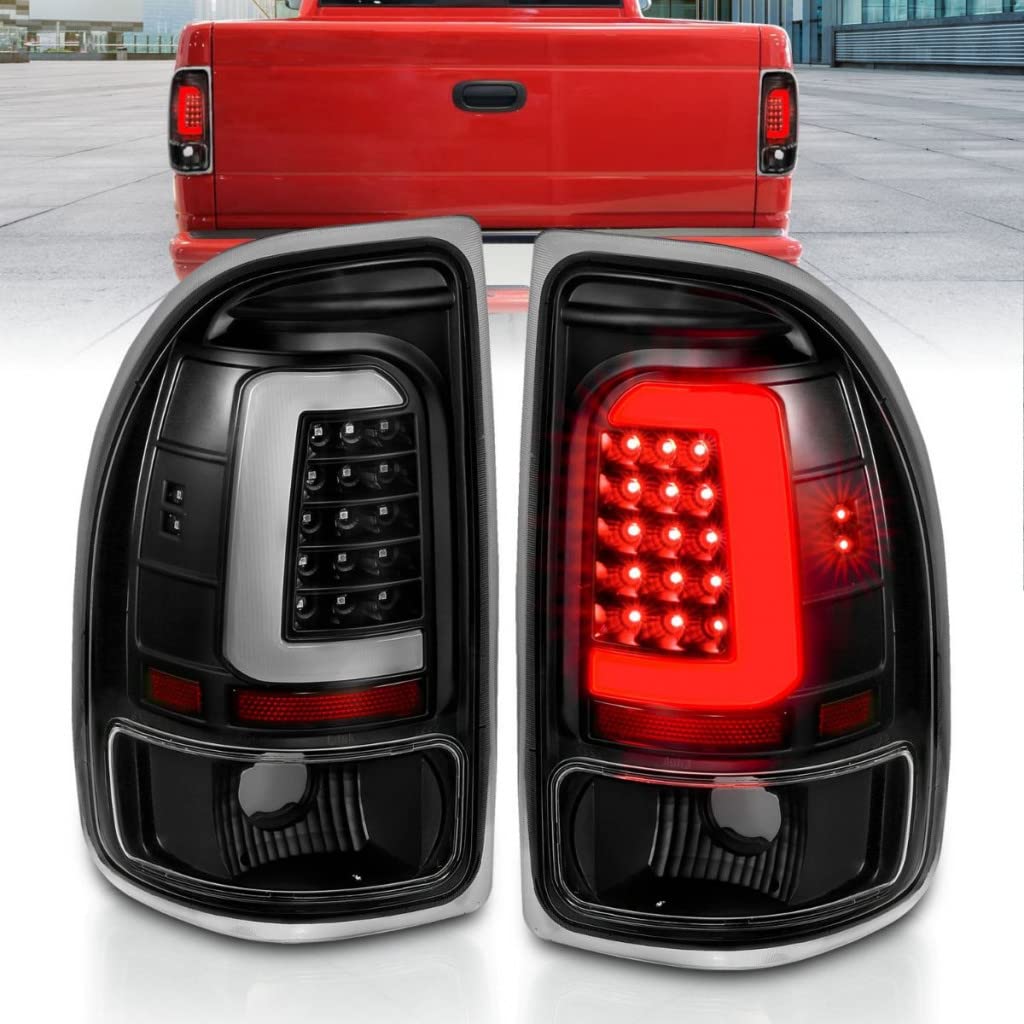 ANZO LED Tail Lights for Dodge Dakota 1997-2004 - Black Housing with Clear Lens (Pair) | 311347 | Upgrade Your Truck's Style & Visibility
