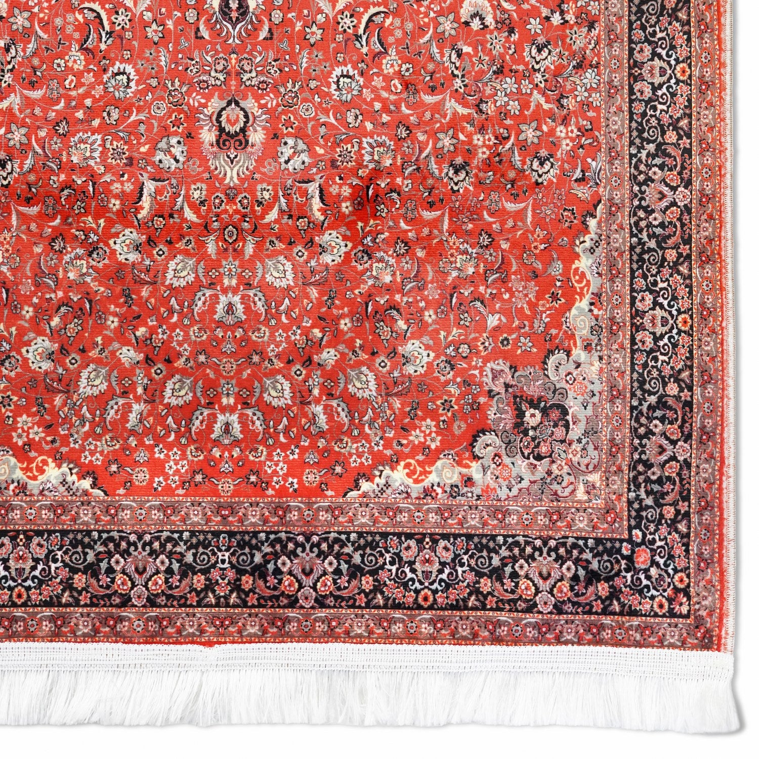 Premium Muslim Prayer Rug - Red & Black Classic Floral Design Islamic Prayer Mat for Home, Mosque & Travel | Non-Slip & Comfortable for Daily Salah