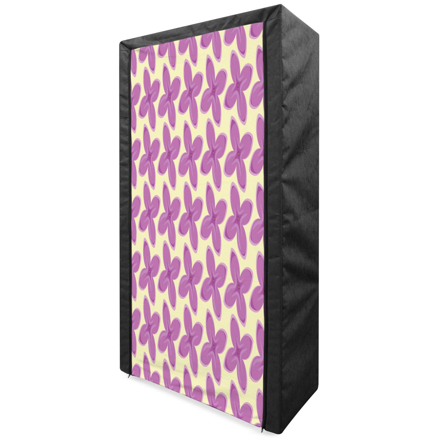 Ambesonne Mauve Portable Fabric Wardrobe with Floral Design - 33.5