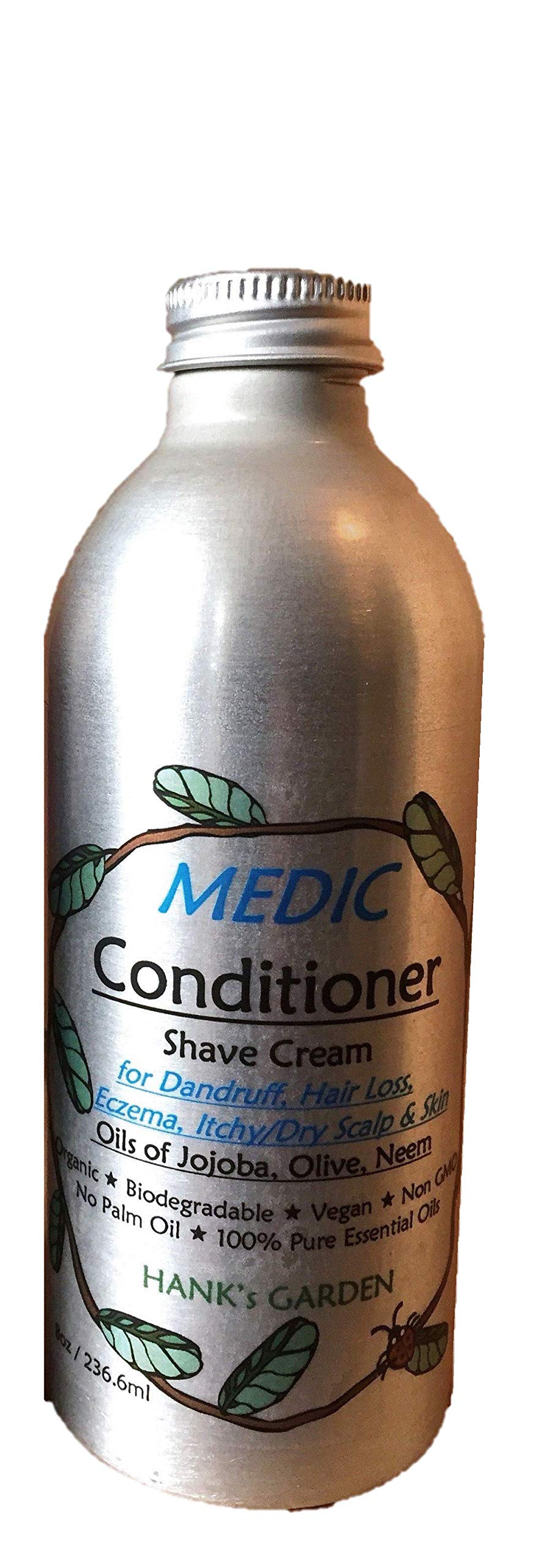 **Organic MEDIC Shampoo & Conditioner for Dandruff, Eczema & Itchy Scalp - Jojoba, Olive & Neem Oils - Vegan, Non-GMO, Biodegradable, Palm Oil-Free - 8 oz Refill - Perfect for Sensitive & Dry Scalp Care at Home or Travel**
