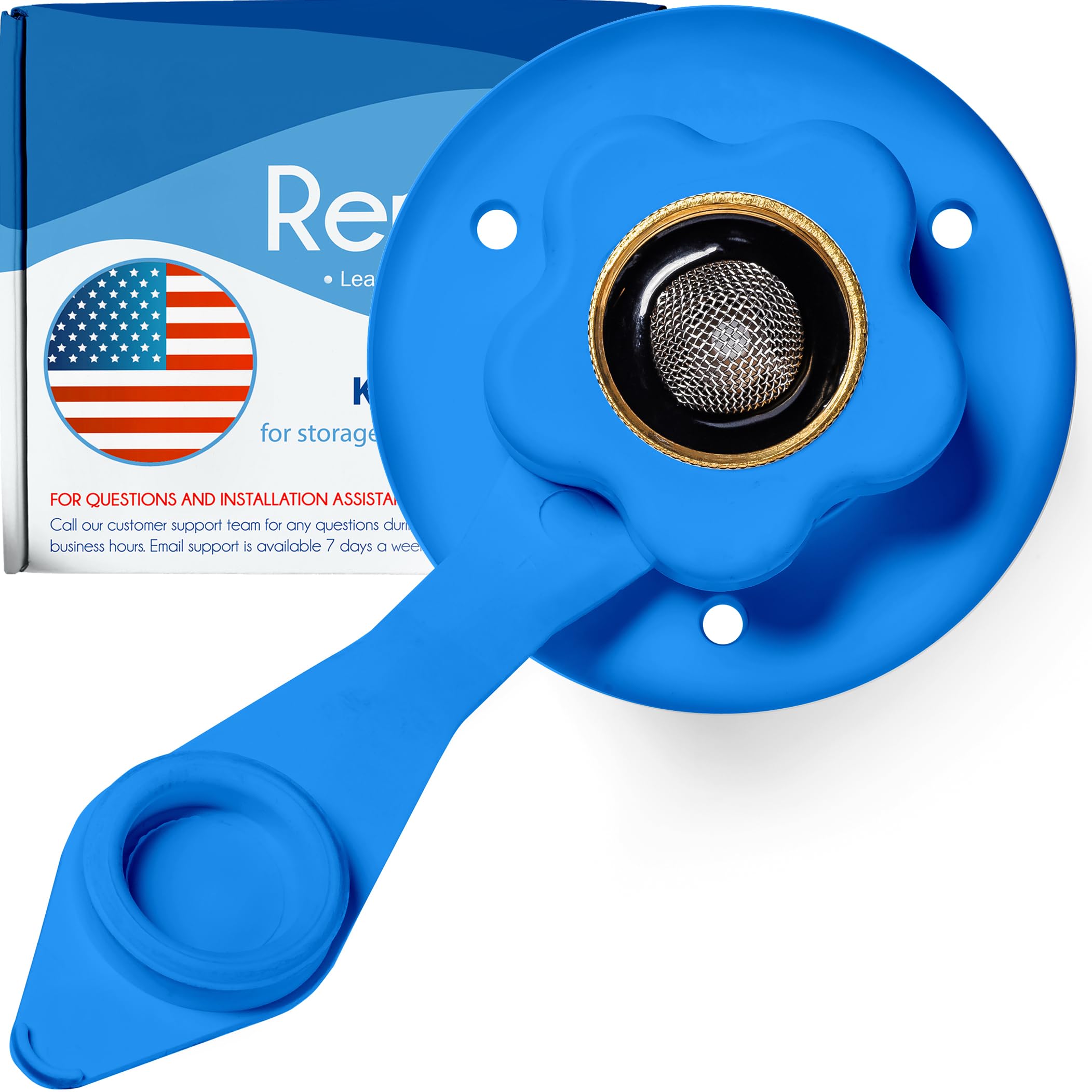 RV Water Inlet Connection with Check Valve - Blue Camper Hose Flange Hookup for City Water Supply | Perfect for RV Camping, Outdoor Adventures & Road Trips
