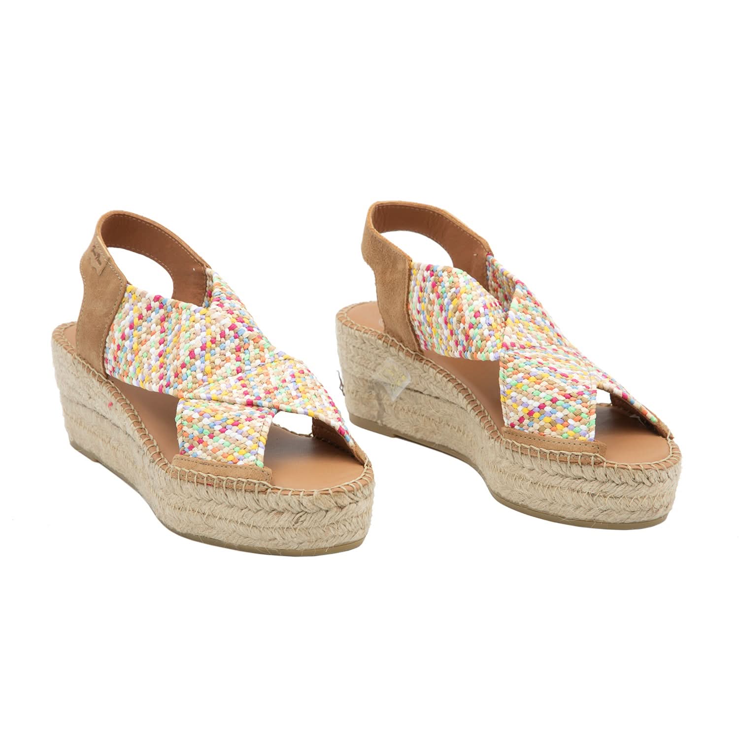 Women's Comfortable Textile Wedge Espadrille Shoes - Masai Style Summer Sandals for Beach, Vacation & Casual Outings