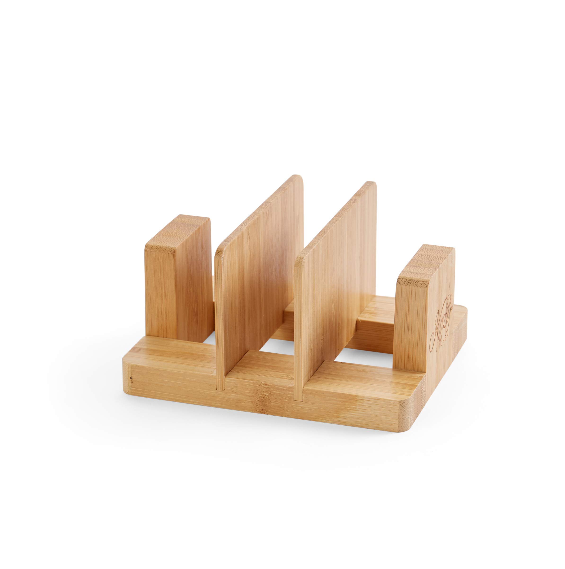 Premium Bamboo Cutting Board Organizer & Kitchen Cabinet Rack - Space-Saving Storage for Cutting Boards, Dishes, Bakeware, Plates, Pot Lids & Cookbooks - Perfect for Pantry, Countertop or Cabinet Organization