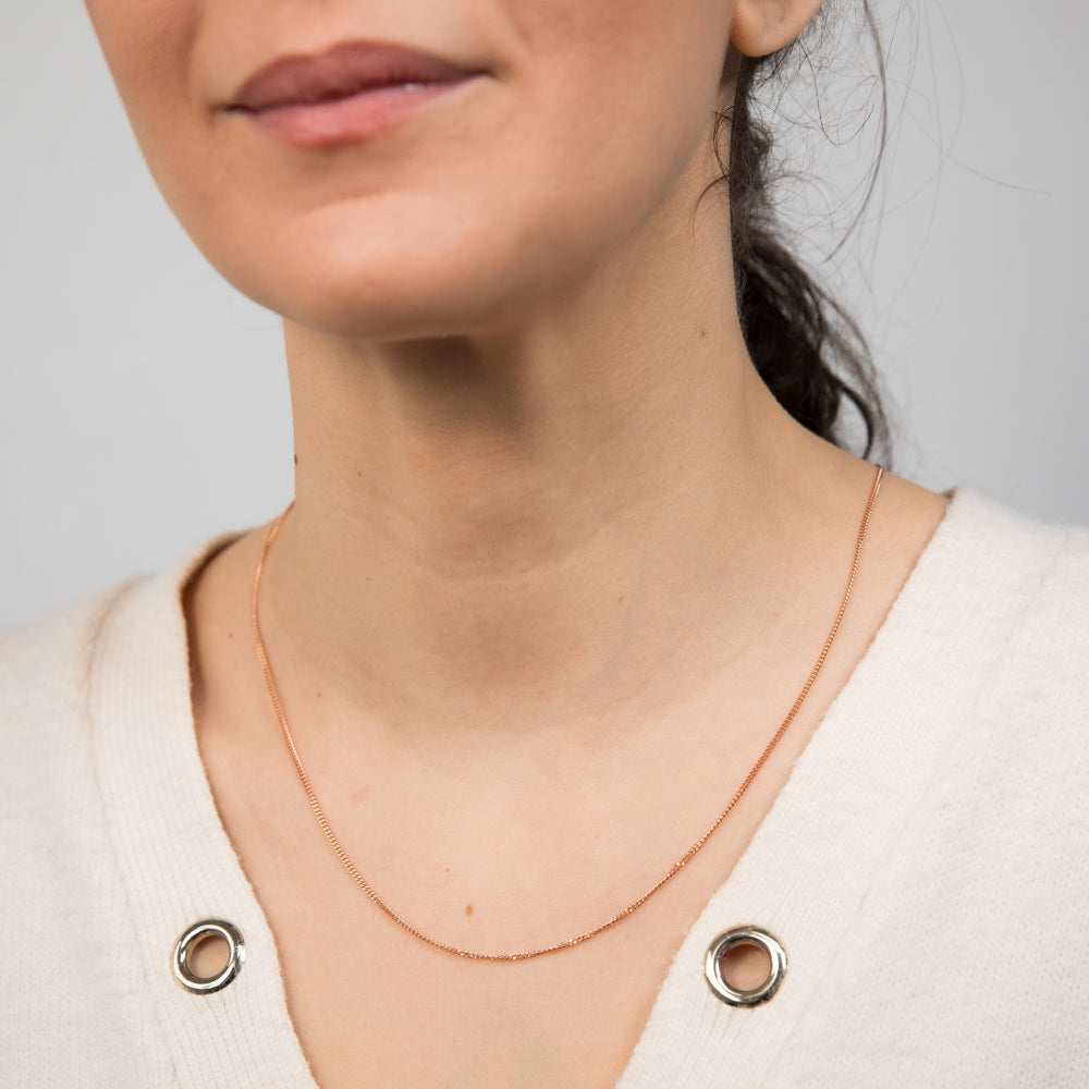 9ct Rose Gold Solid 40 Gauge Curb Chain 56cm - Elegant Jewelry for Women, Perfect for Layering, Gift Giving & Everyday Wear