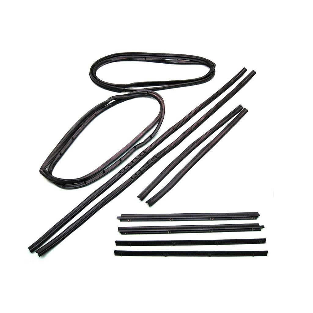 KD2010 Weatherstrip Kit - Inner & Outer Belt, Upper Channel & Division Bar Channel Kit, Door Seal Kit for Driver & Passenger Side with Movable Vent | Car Door Weather Seal Replacement for Improved Noise Reduction & Weather Protection