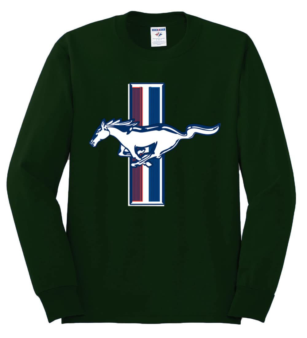 Vintage Ford Mustang Retro USA Logo Classic Bar Cars & Trucks Men's Long Sleeve T-Shirt - Perfect for Car Enthusiasts, Casual Wear & Automotive Events