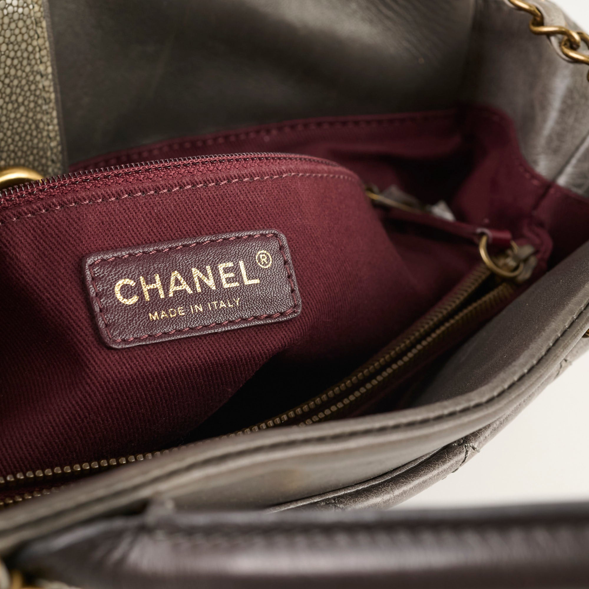 Chanel Quilted Leather & Stingray Handbag - Grey 16 Series Tote Bag for Women | Luxury Designer Shoulder Bag for Work, Travel & Everyday Use