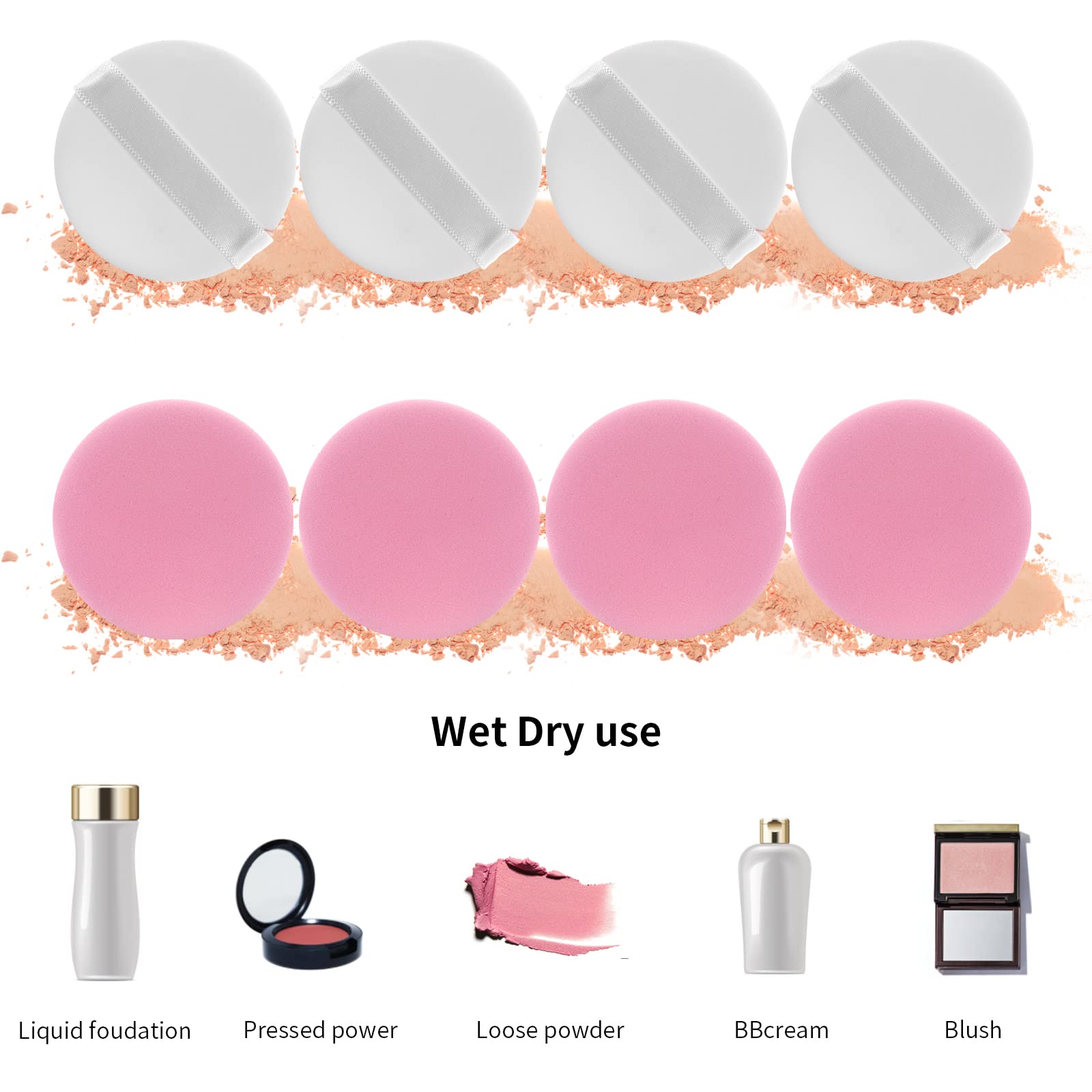 Molain 8-Piece Round Beauty Blenders Set - 2 Inch Soft Makeup Sponge Puffs for Full Coverage Foundation, Concealer & Cream Blending (Pink) | Perfect for Professional Makeup Application & Travel