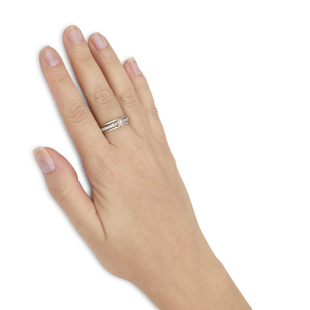 925 Sterling Silver 9k Gold Spinning Star of David Ring with White Round Cubic Zirconia - Handmade Jewish Kabbalah Jewelry, Unique Hebrew Spiritual Gift for Men & Women - Perfect for Hanukkah, Bar Mitzvah, Wedding & Holyland Souvenirs
