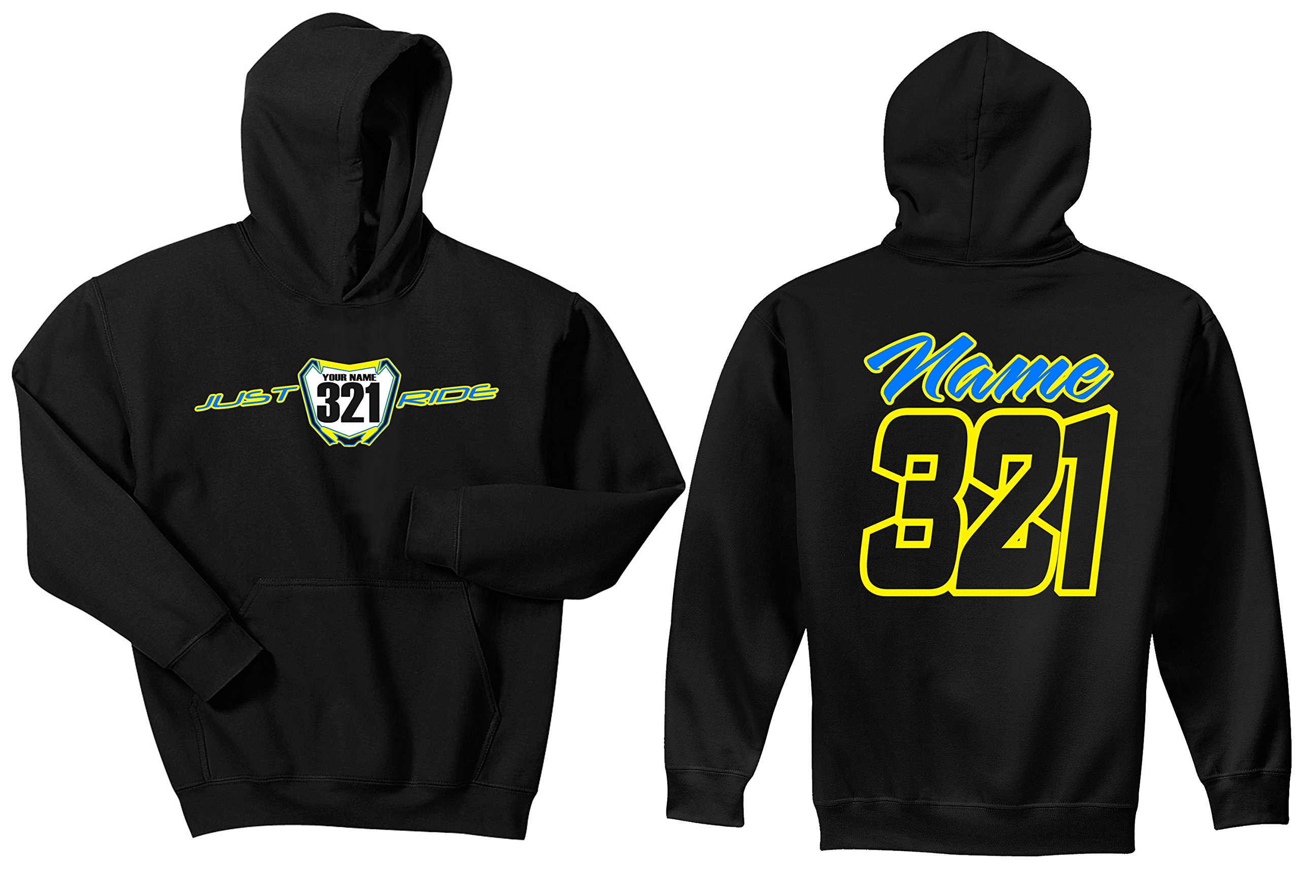 Custom Personalized Motocross Number Plate Hoodie - Just Ride Sweatshirt for MX Racing & Off-Road Biking - RMZ Motocross Gear for Fans & Riders