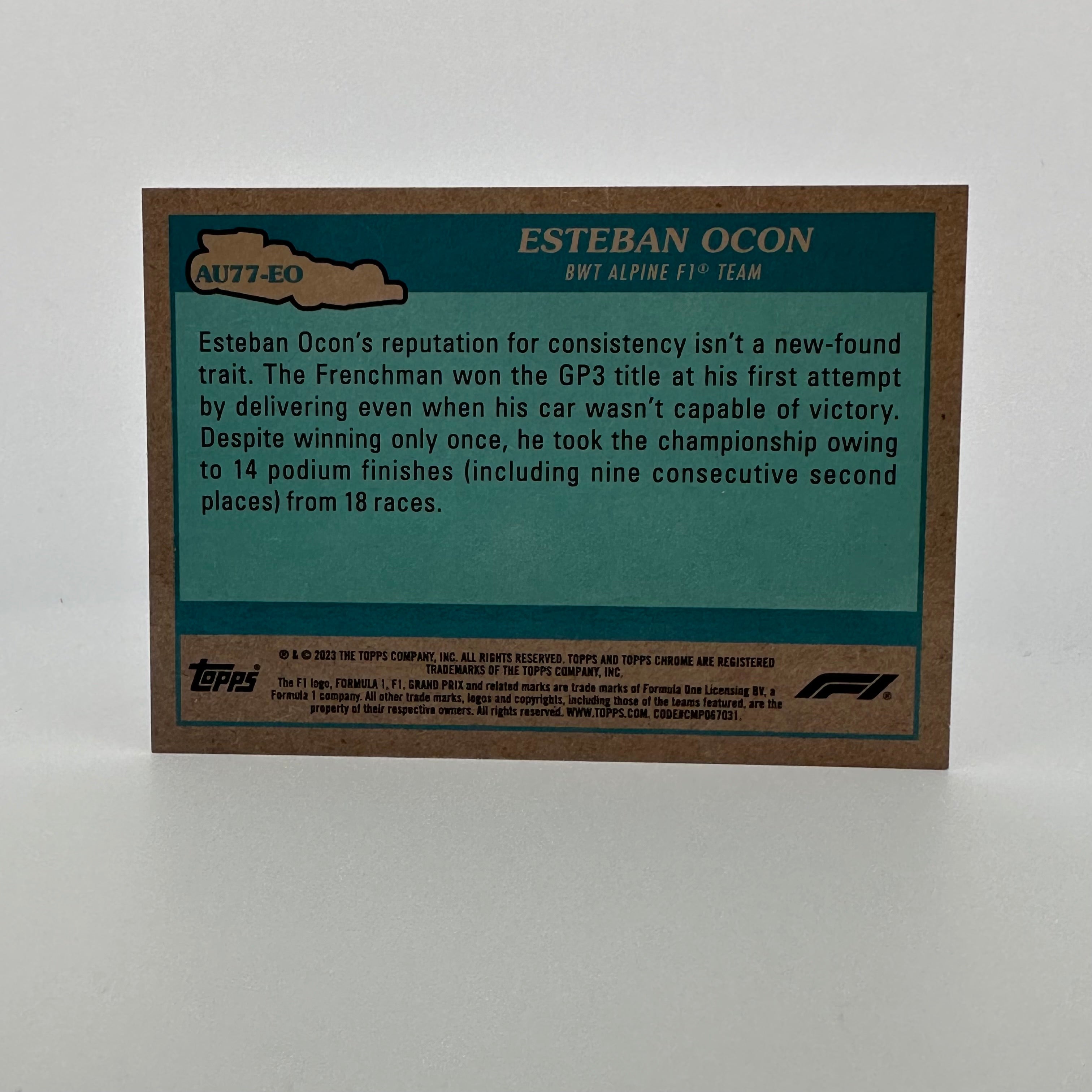 2023 Topps Chrome Formula 1 Trading Card - Esteban Ocon #AU77 Orange Parallel - Limited Edition Collectible for F1 Fans & Sports Memorabilia Enthusiasts - Perfect for Display, Trading, and Investment