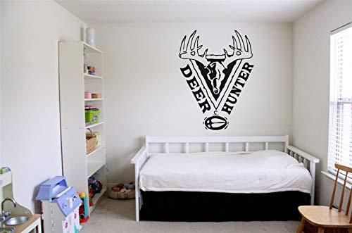 Deer Hunting Vinyl Sticker - Gun & Bullet Logo for Man Cave Wall Decor
