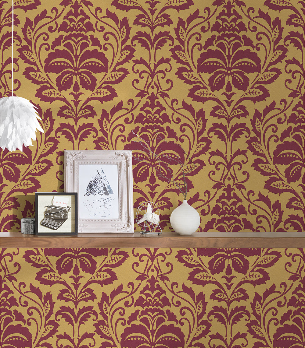 Elegant Foil Damask Wallpaper - Premium Self-Adhesive Peel and Stick Wallpaper for Home Decor - Perfect for Living Room, Bedroom, and Office Renovation