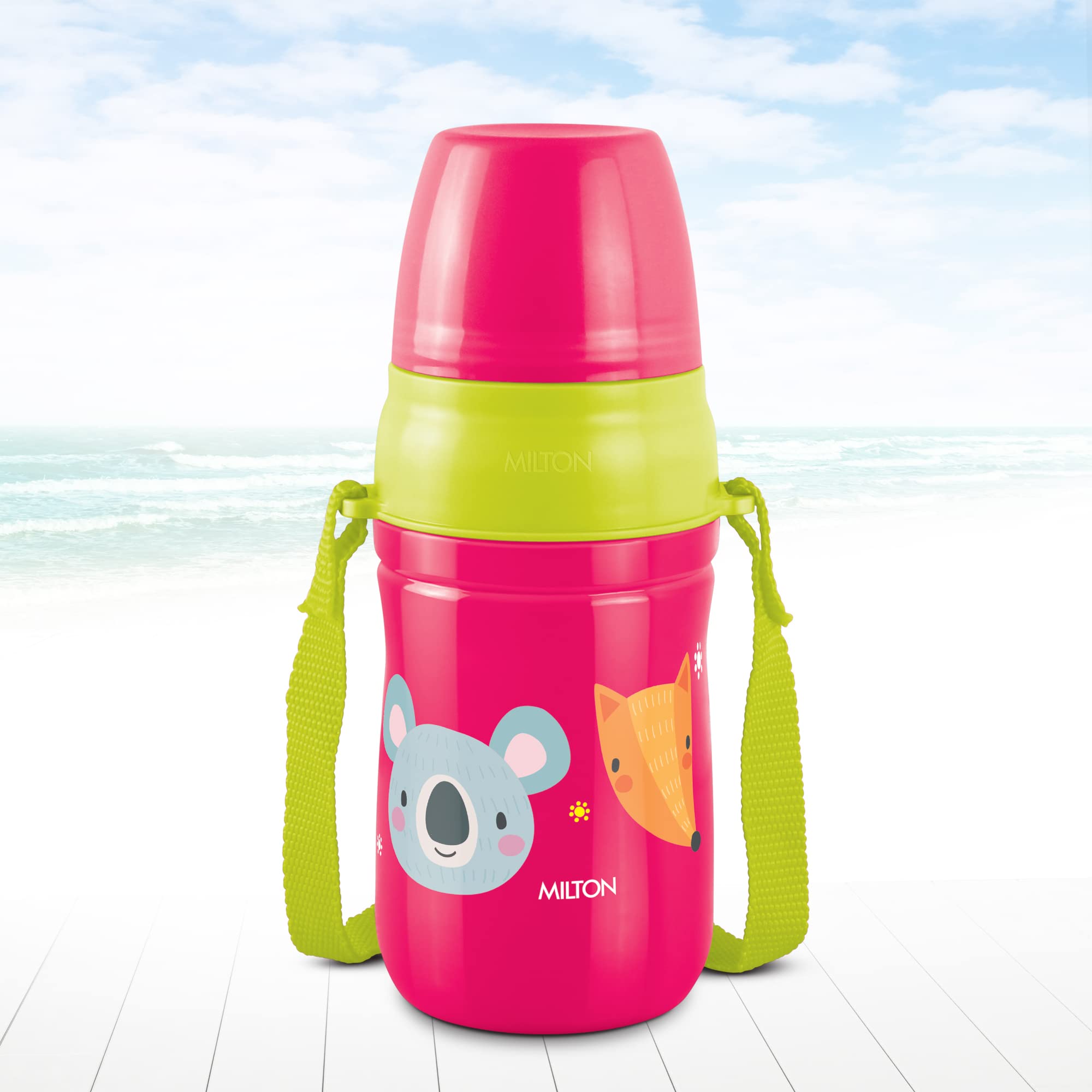 Milton Kool Cheer 400 Kids Insulated Water Bottle with Straw - 390ml, BPA Free, Leak Proof, Food Grade Plastic - Perfect for School, Picnics, Sports & Outdoor Activities (Red)