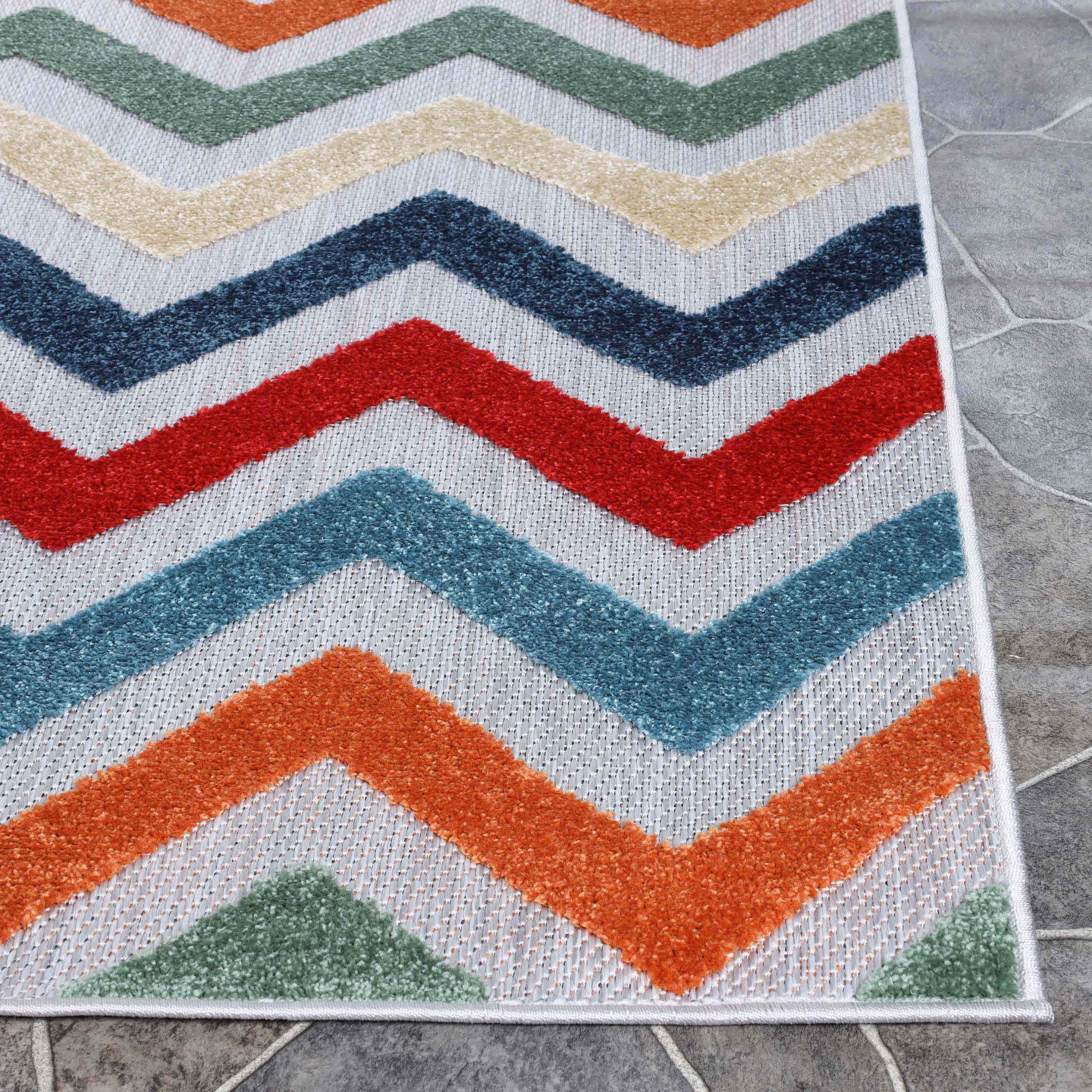 Chevron Zig Zag Geometric Modern Indoor Outdoor Area Rug - Non-Slip Soft Comfortable for Living Room, Bedroom, Patio & Office Decor