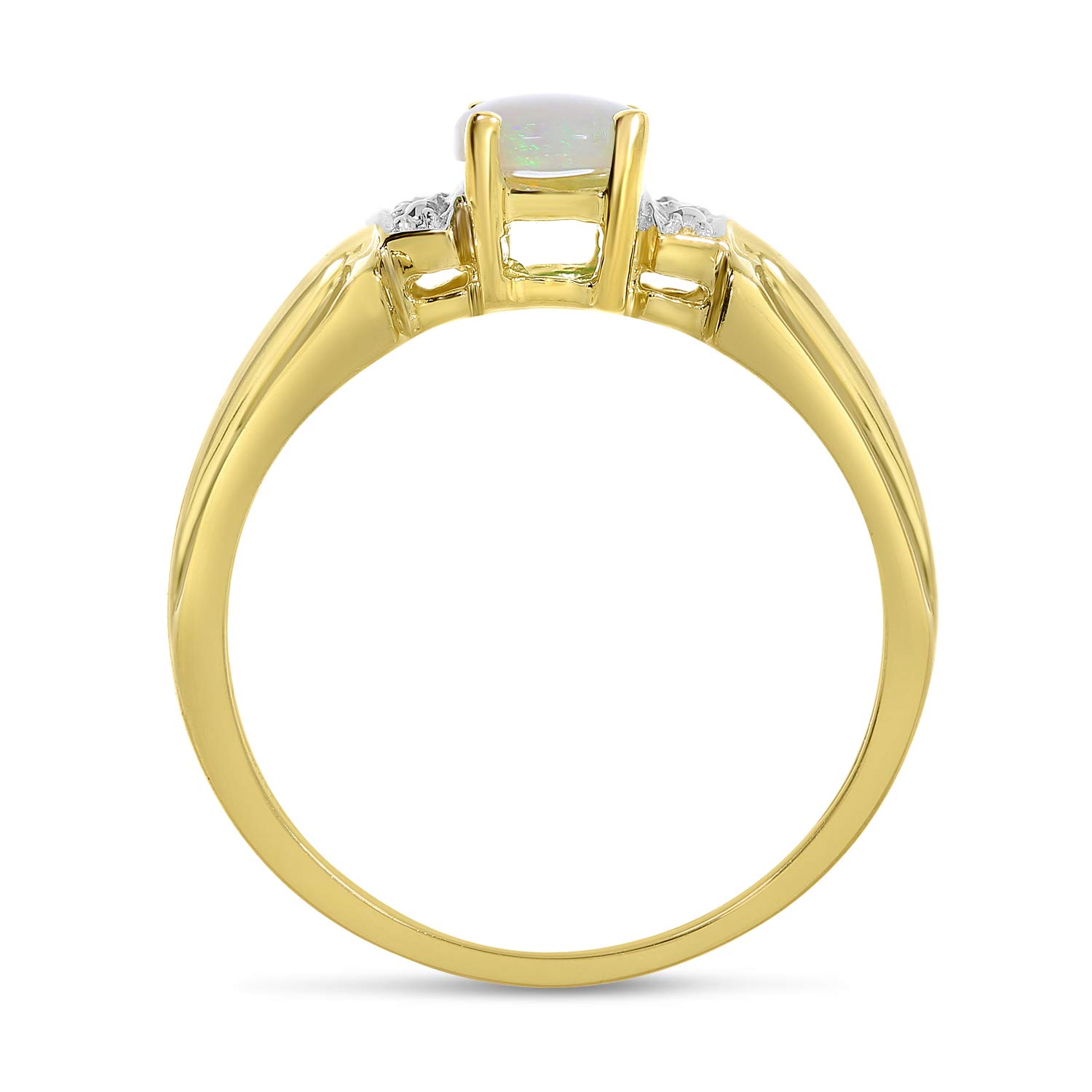 14K Yellow Gold Oval Opal and Diamond Ring for Women - Elegant Vintage Style Jewelry for Engagement, Anniversary & Special Occasions