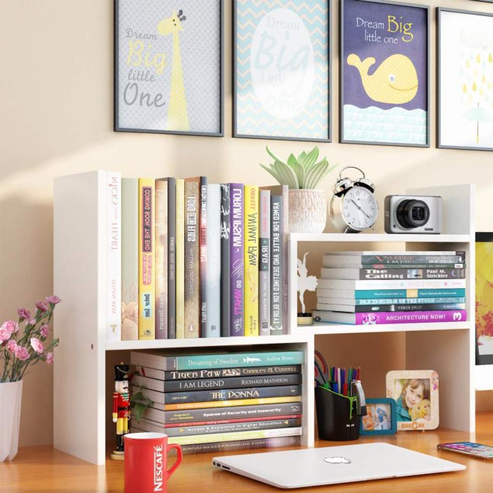 Expandable Wooden Desktop Bookshelf - Adjustable Office Organizer & Storage Rack for Books, Files, and Decor | Perfect for Home Office, Study Room, and Workspace Organization