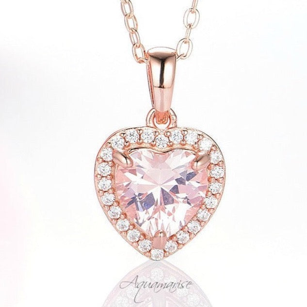 14K Rose Gold Vermeil Morganite Necklace for Women - Elegant Jewelry Gift for Valentine's Day, Anniversary & Special Occasions