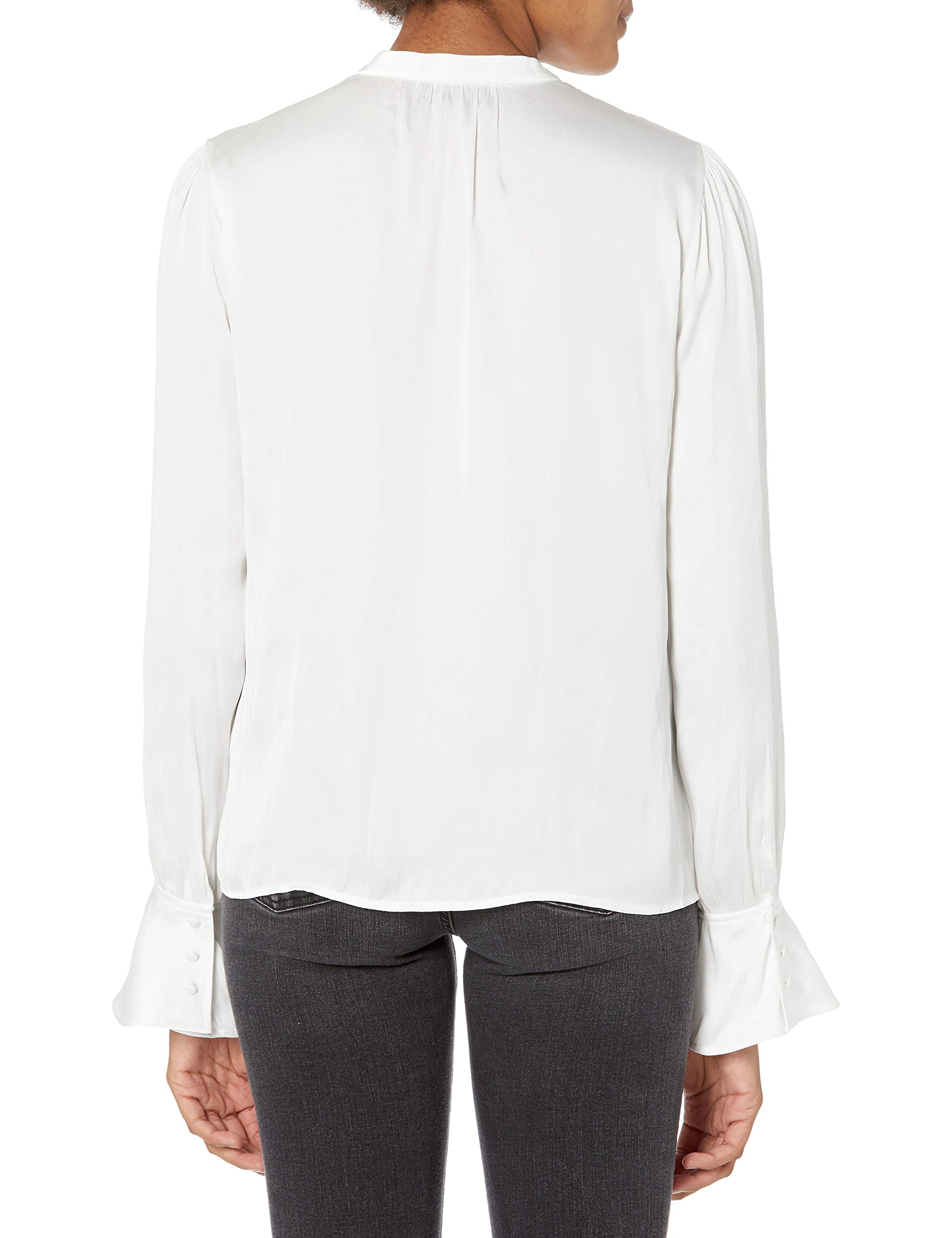 PAIGE Women's Lizzy Long Sleeve V-Neck Blouse with Flared Cuff - Elegant Office Wear & Casual Outfit for Work, Date Night & Special Occasions