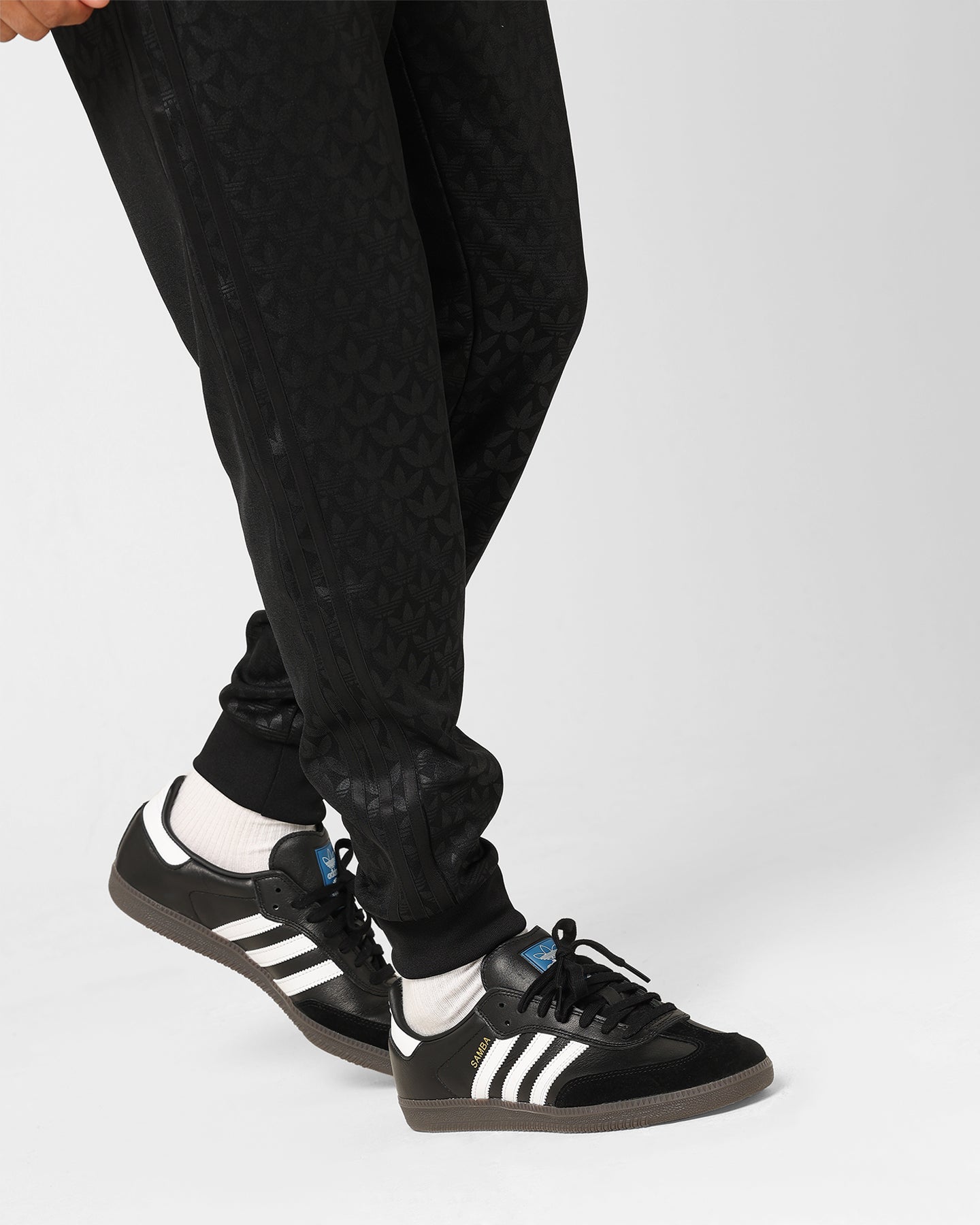 Adidas Adicolor Monogram Straight Track Pants for Men - Black Athletic Joggers for Running, Gym & Casual Wear