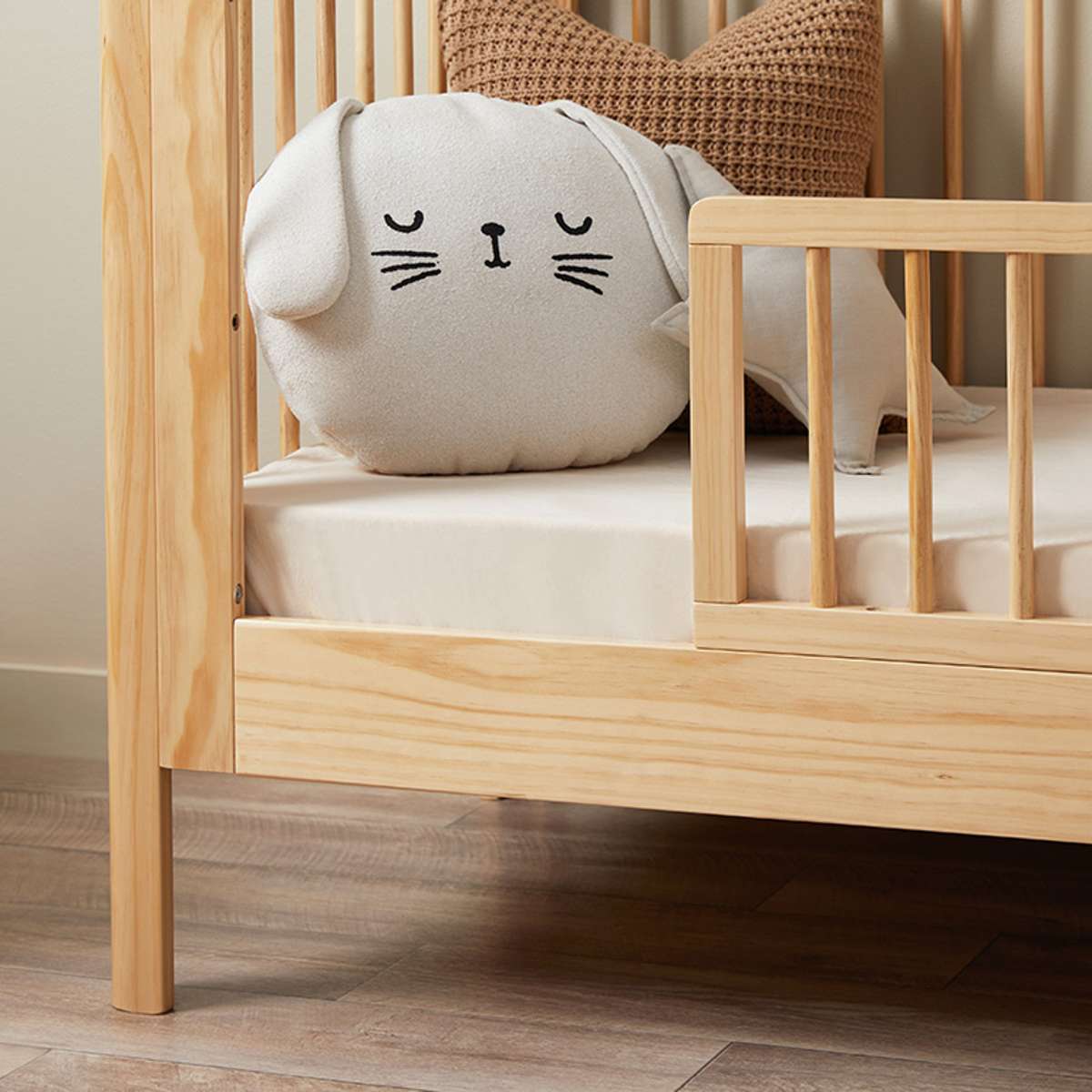 Fraser Coastal Cot Toddler Bed Half Frame - Natural Wood Baby Crib for Nursery & Kids Room | Safe & Sturdy Transition Bed for Toddlers